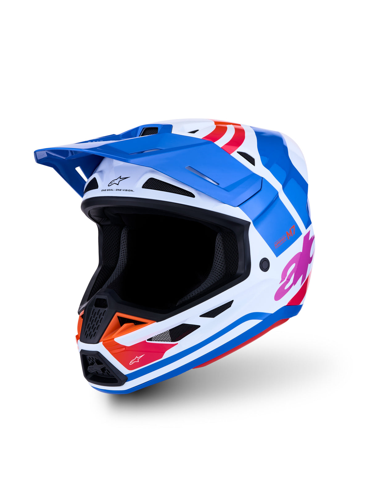 S-M7 CORE HELMET ECE06/DOT WHT/BLUE/ORG/PINK GLOSSY LG