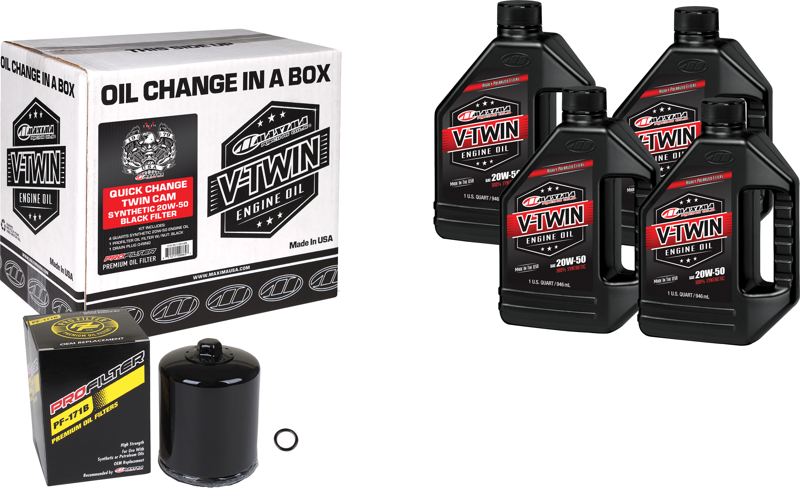 V-TWIN SYN OIL CHANGE KIT TC BLACK FILTER