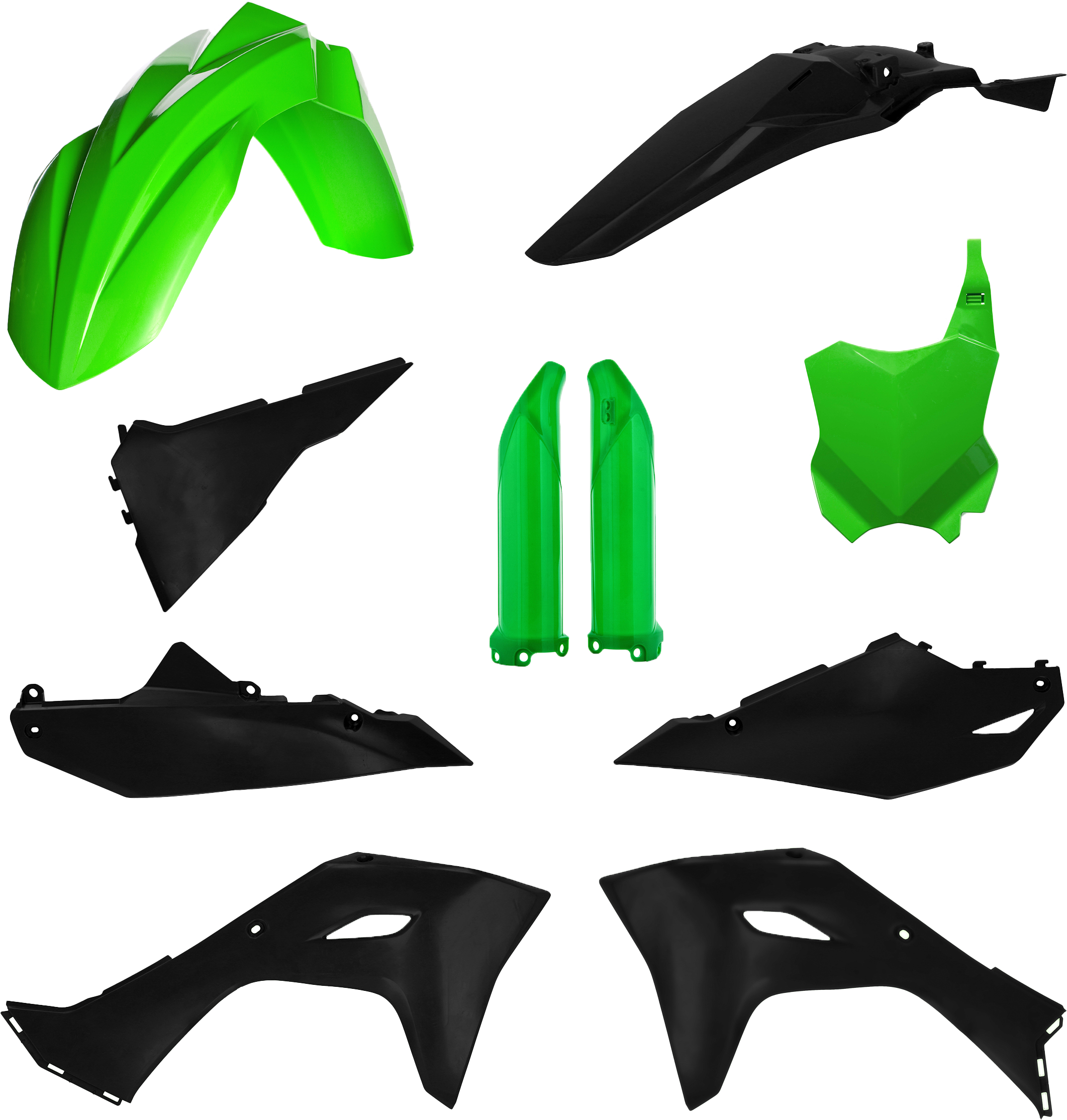 FULL PLASTIC KIT KAW GREEN/BLACK
