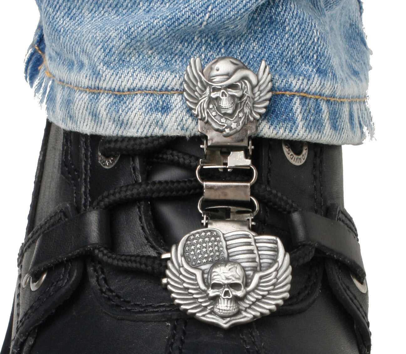 CLIPS FOR LACED BOOTS SKULL /WINGS