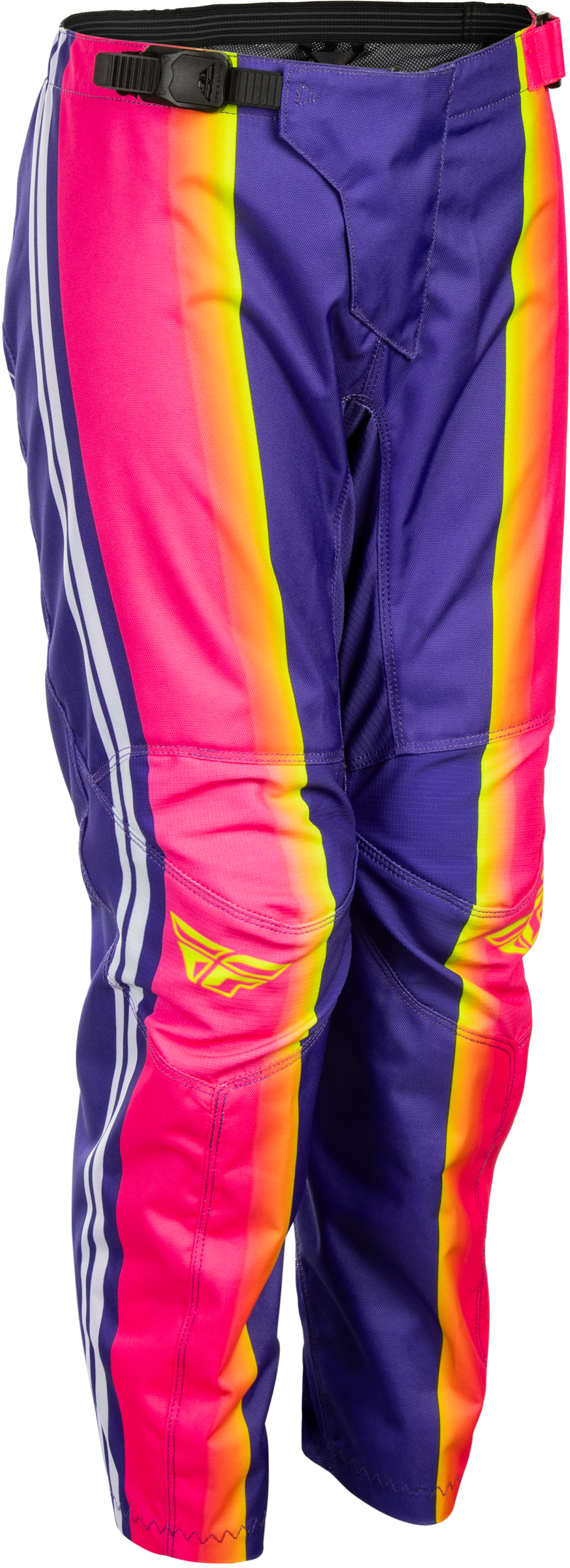 YOUTH F-16 RAZE PANTS PURPLE/PINK/YELLOW SZ 26