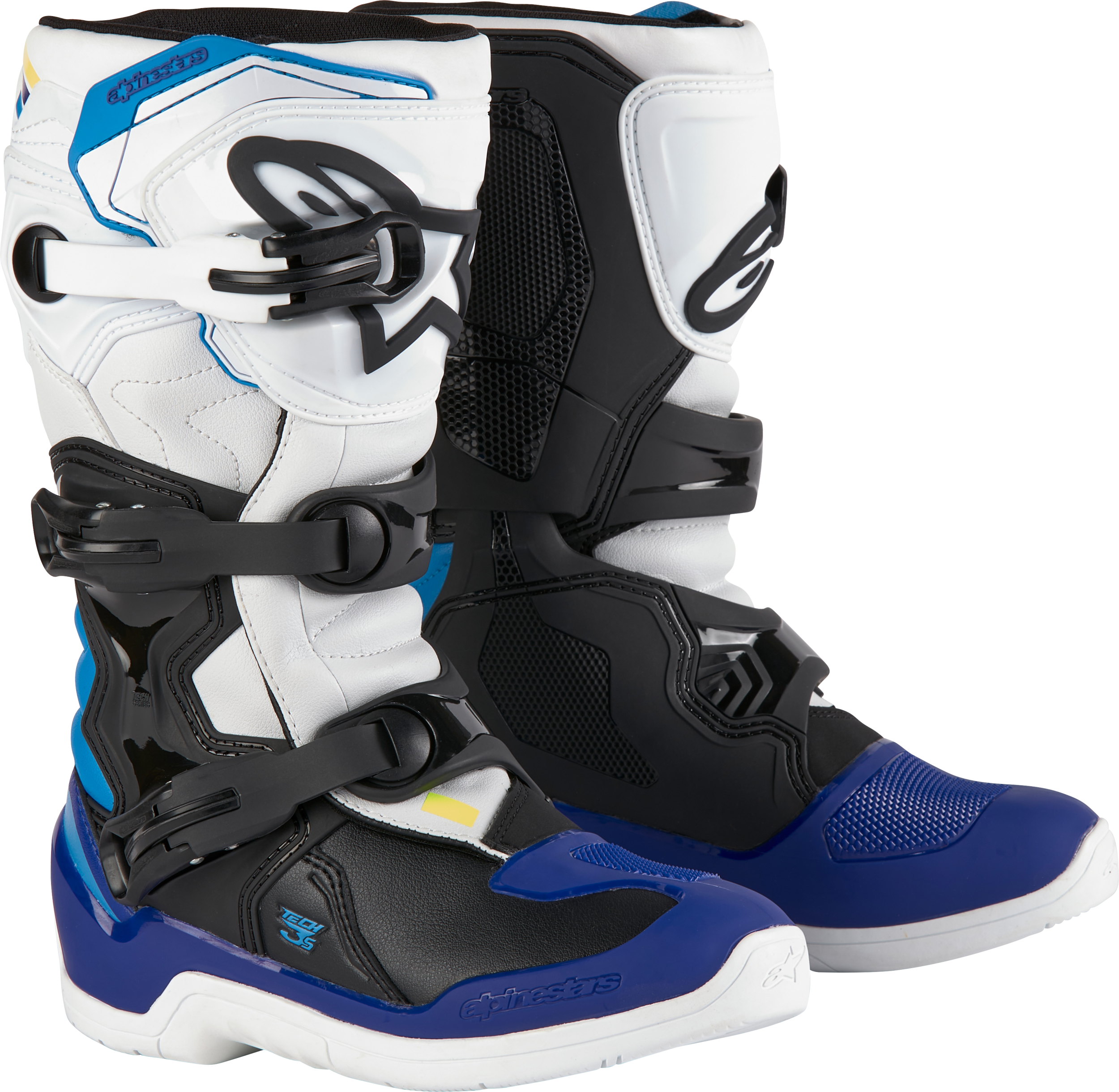 TECH 3S YOUTH BOOTS WHT/BLK/ENAMEL BLUE SZ 4