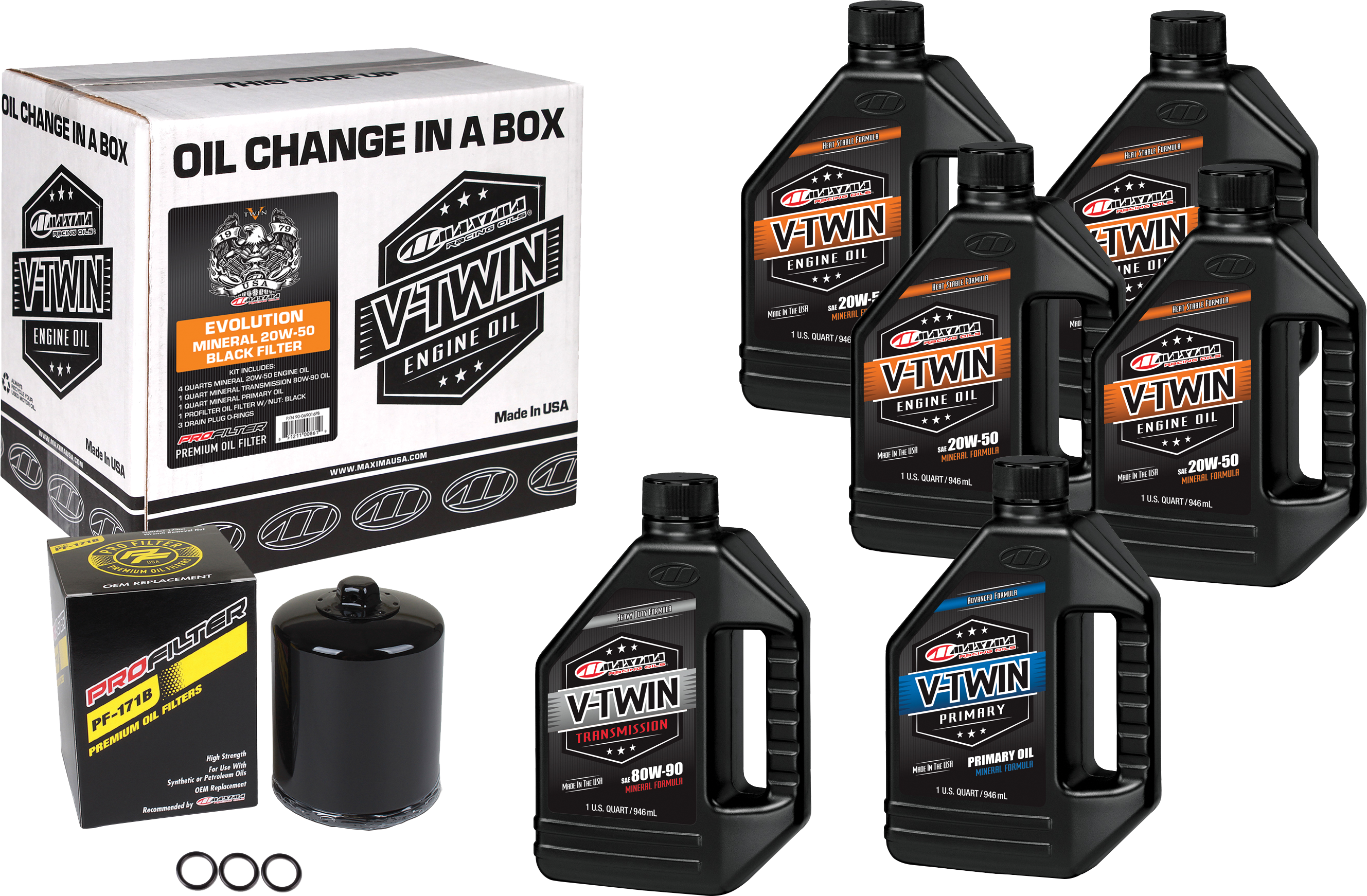 V-TWIN OIL CHANGE KIT MINERAL EVO BLACK FILTER