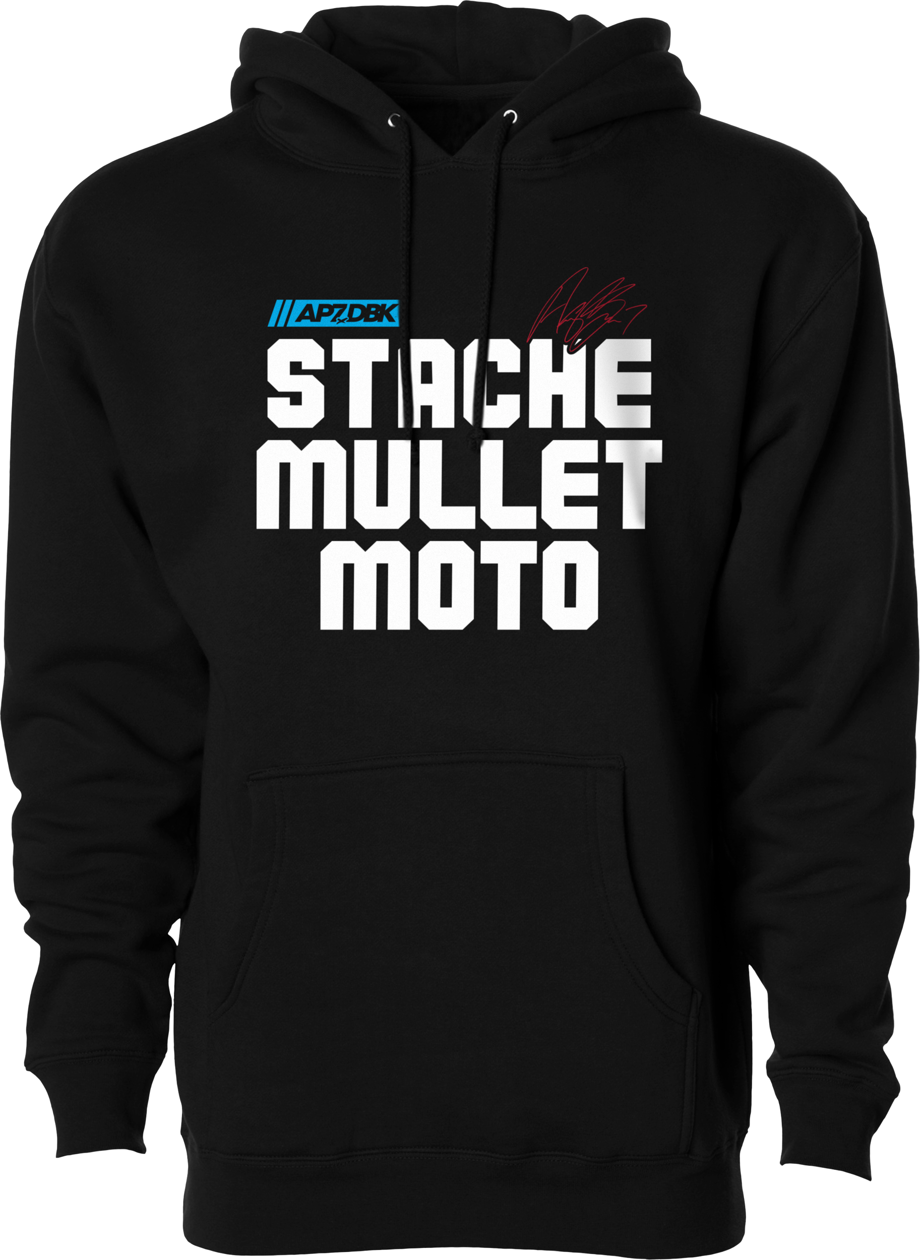 STACHE MULLET MOTO HOODIE BLACK LG