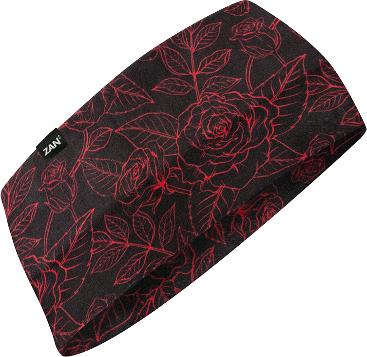 SPORTFLEX HEADBAND BLACK & RED ROSES
