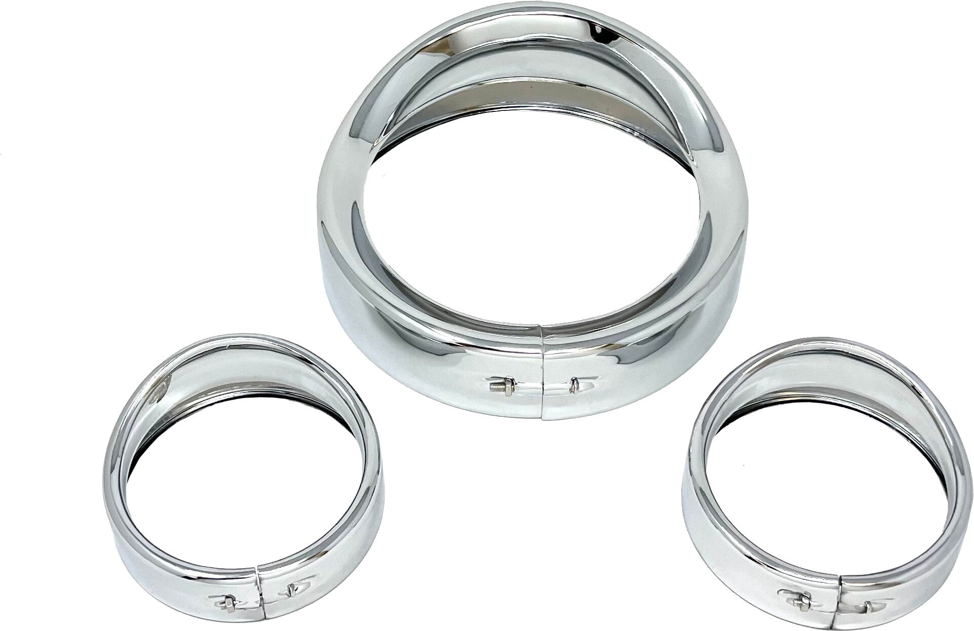 7" SHOW CHROME HEAD/PASS LIGHTS FRENCHED VISOR KIT