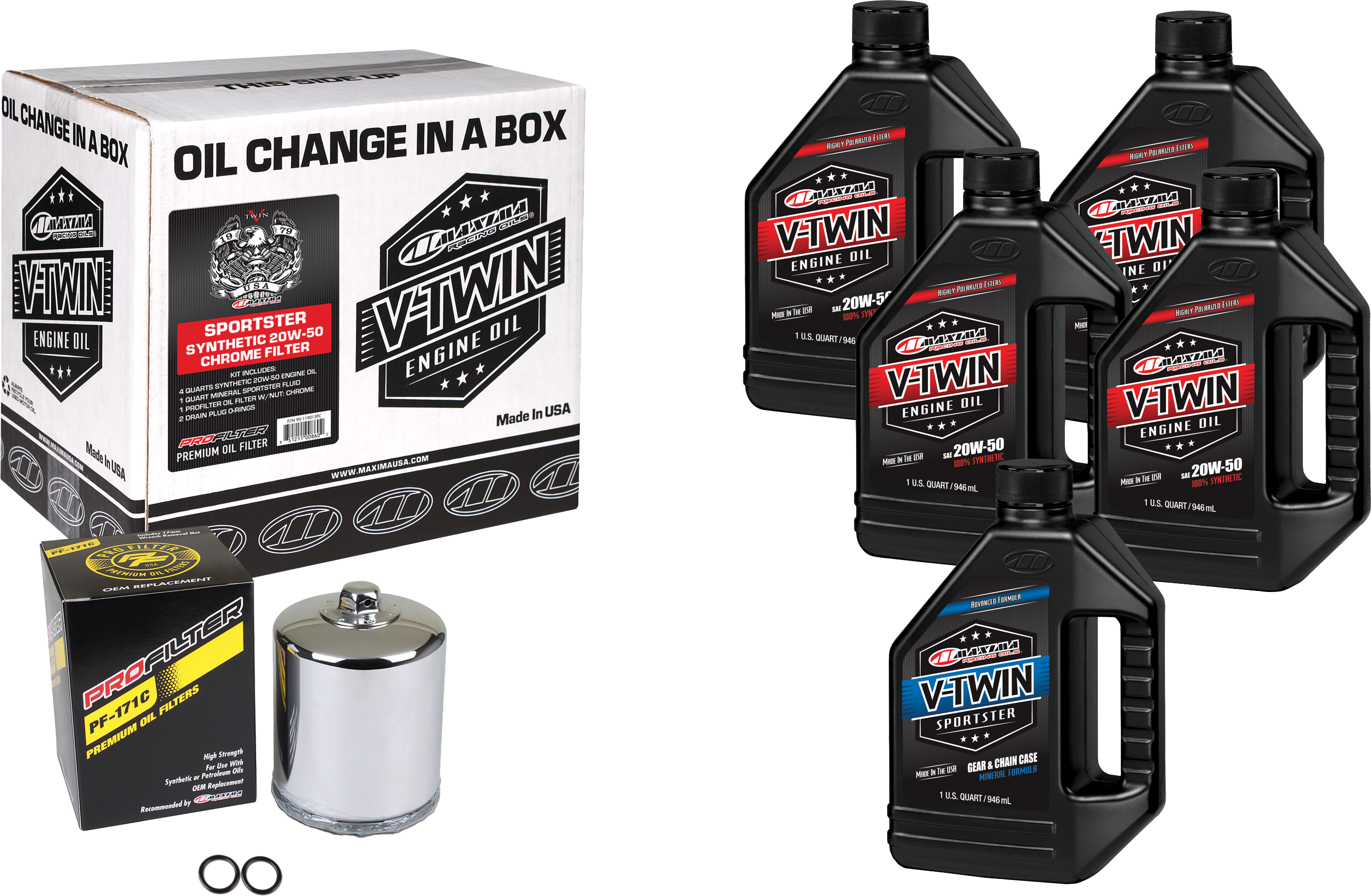 V-TWIN SYN OIL CHANGE KIT XL CHROME FILTER