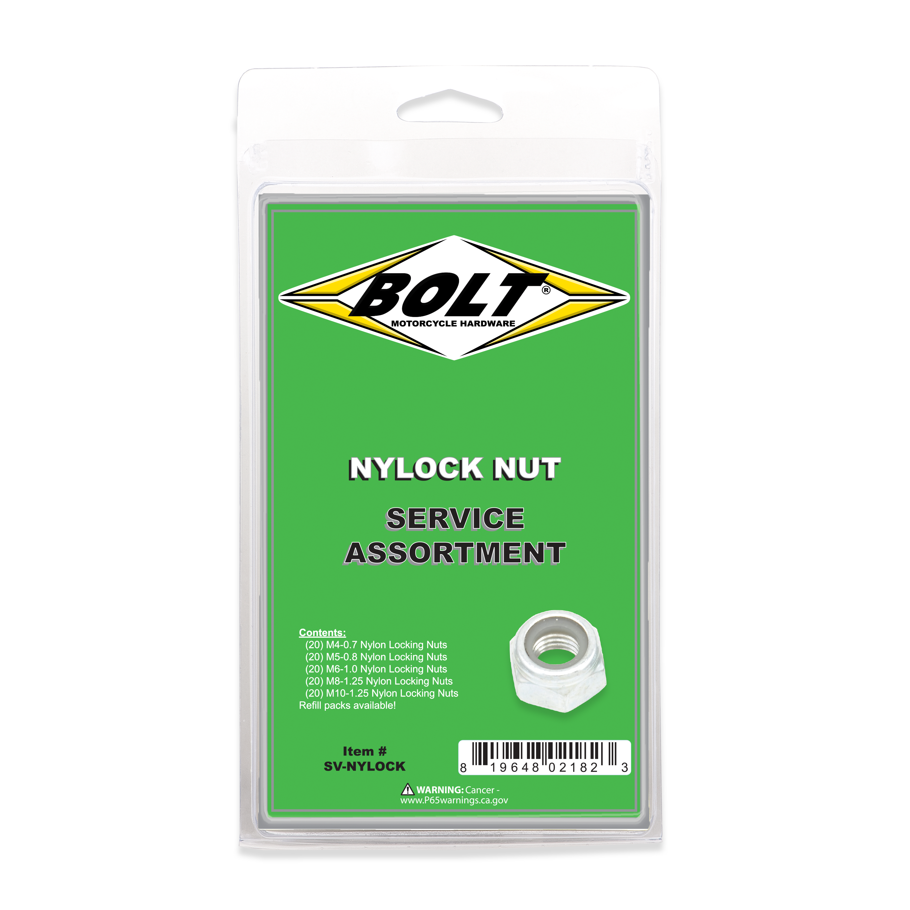 NYLON LOCKING NUT ASSORTMENT 100 PIECE KIT