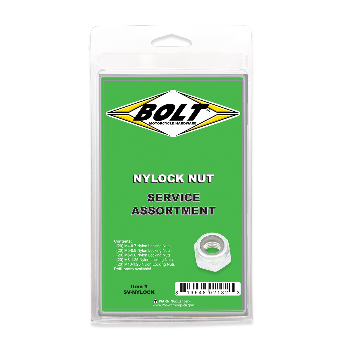 NYLON LOCKING NUT ASSORTMENT 100 PIECE KIT