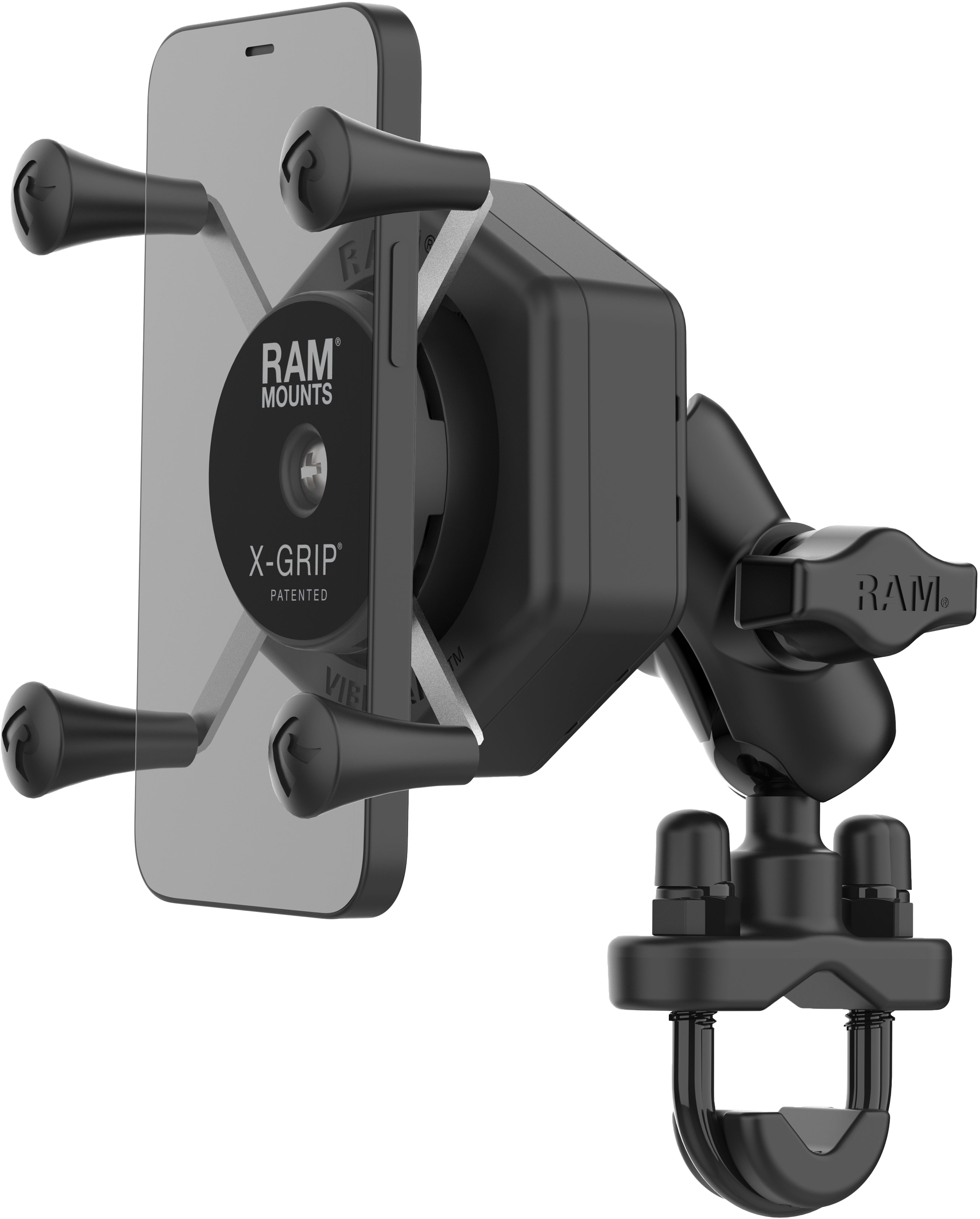 X-GRIP VIBE-SAFE PHONE MOUNT WITH U-BOLT BASE SHORT