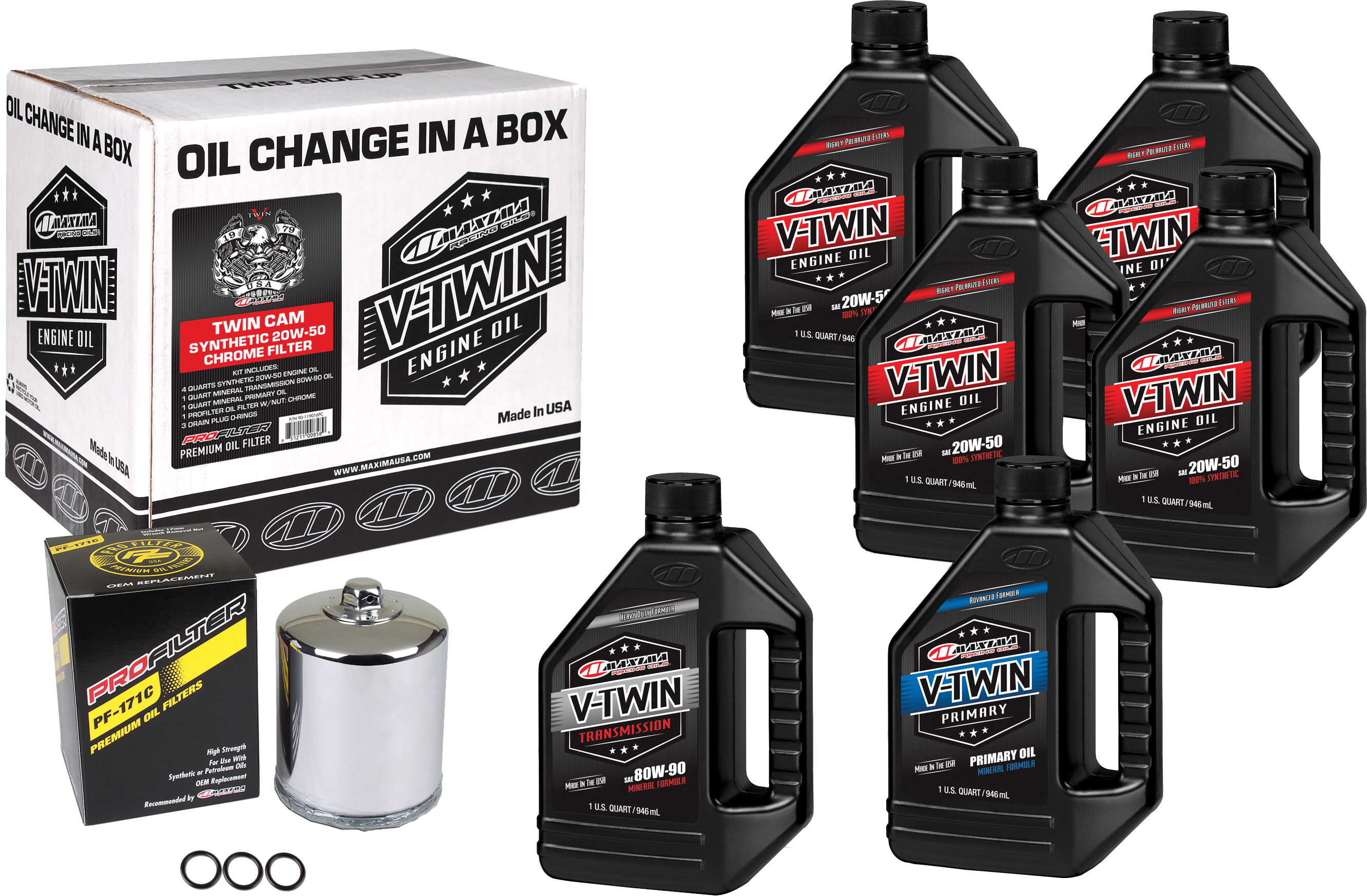 V-TWIN SYN OIL CHANGE KIT TC CHROME FILTER