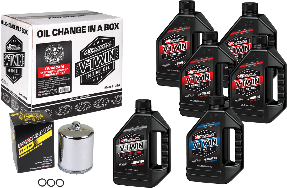 V-TWIN SYN OIL CHANGE KIT TC CHROME FILTER