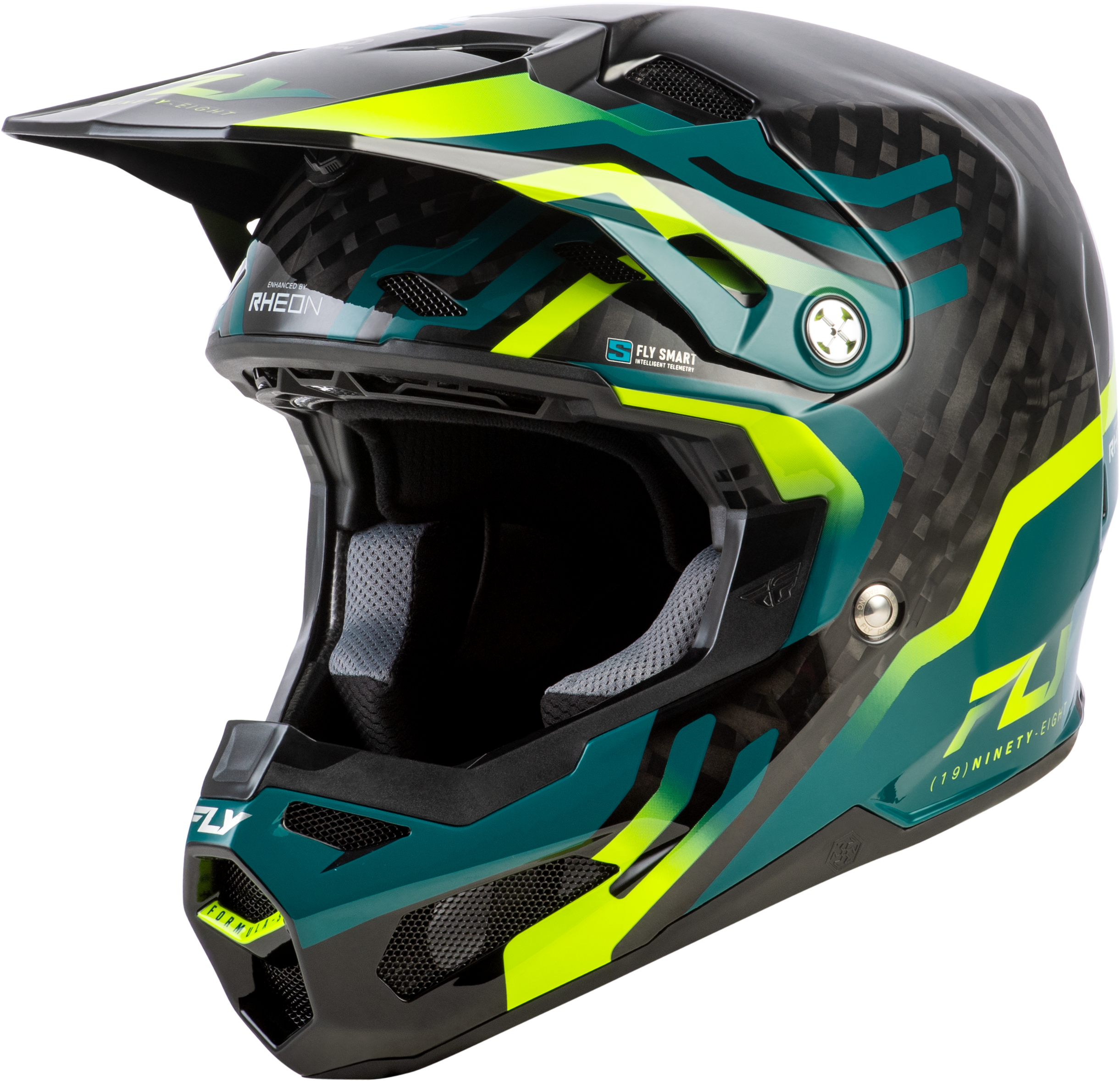 FORMULA S CARBON BYTE HELMET BLACK CARBON/TEAL/LIME MD
