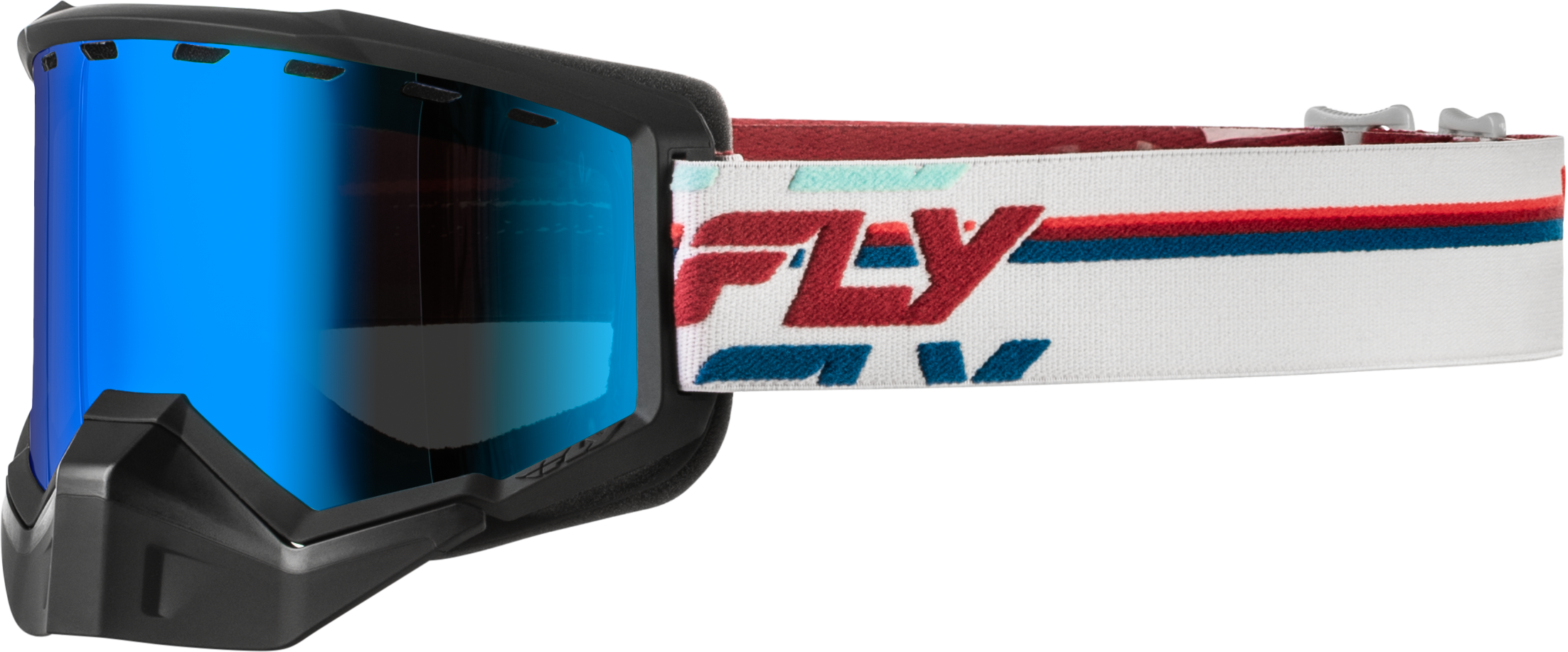 FOCUS SNOW GOGGLE RED/WHTE W/SMOKE/DARK BLUE LENS