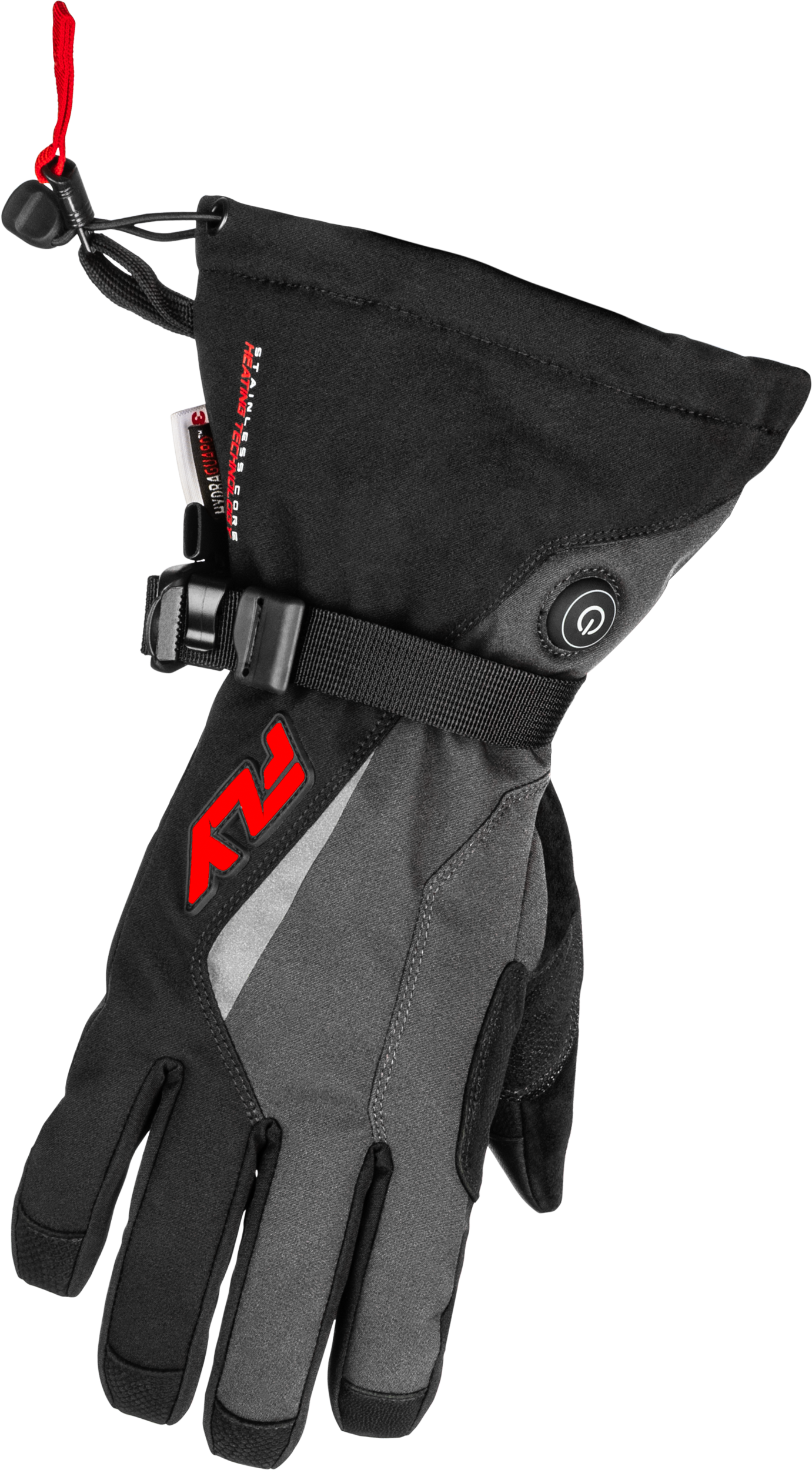 TITLE HEATED GAUNTLET GLOVES GREY/BLACK/RED YL