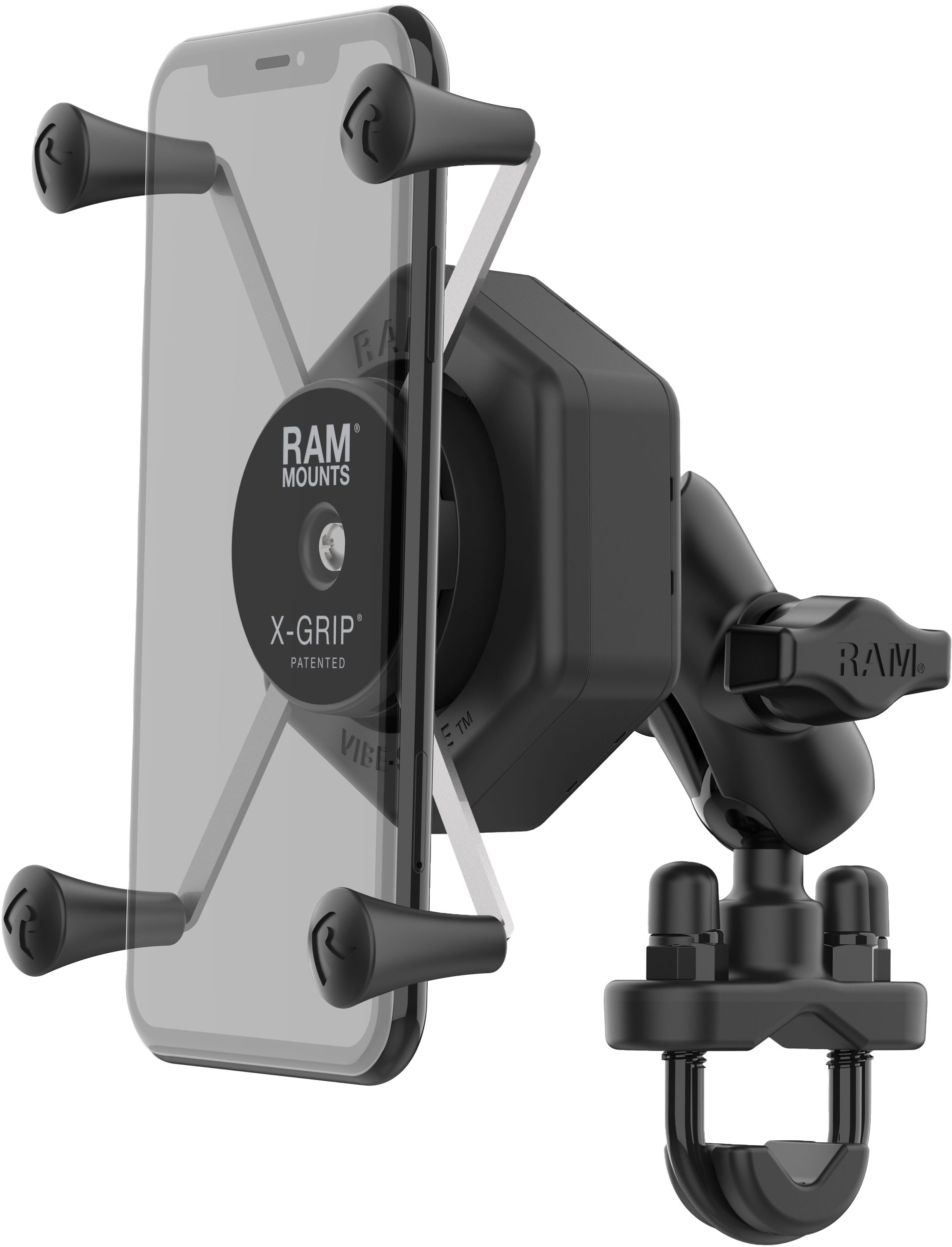 X-GRIP VIBE-SAFE L PHONE MOUNT WITH U-BOLT BASE MEDIUM