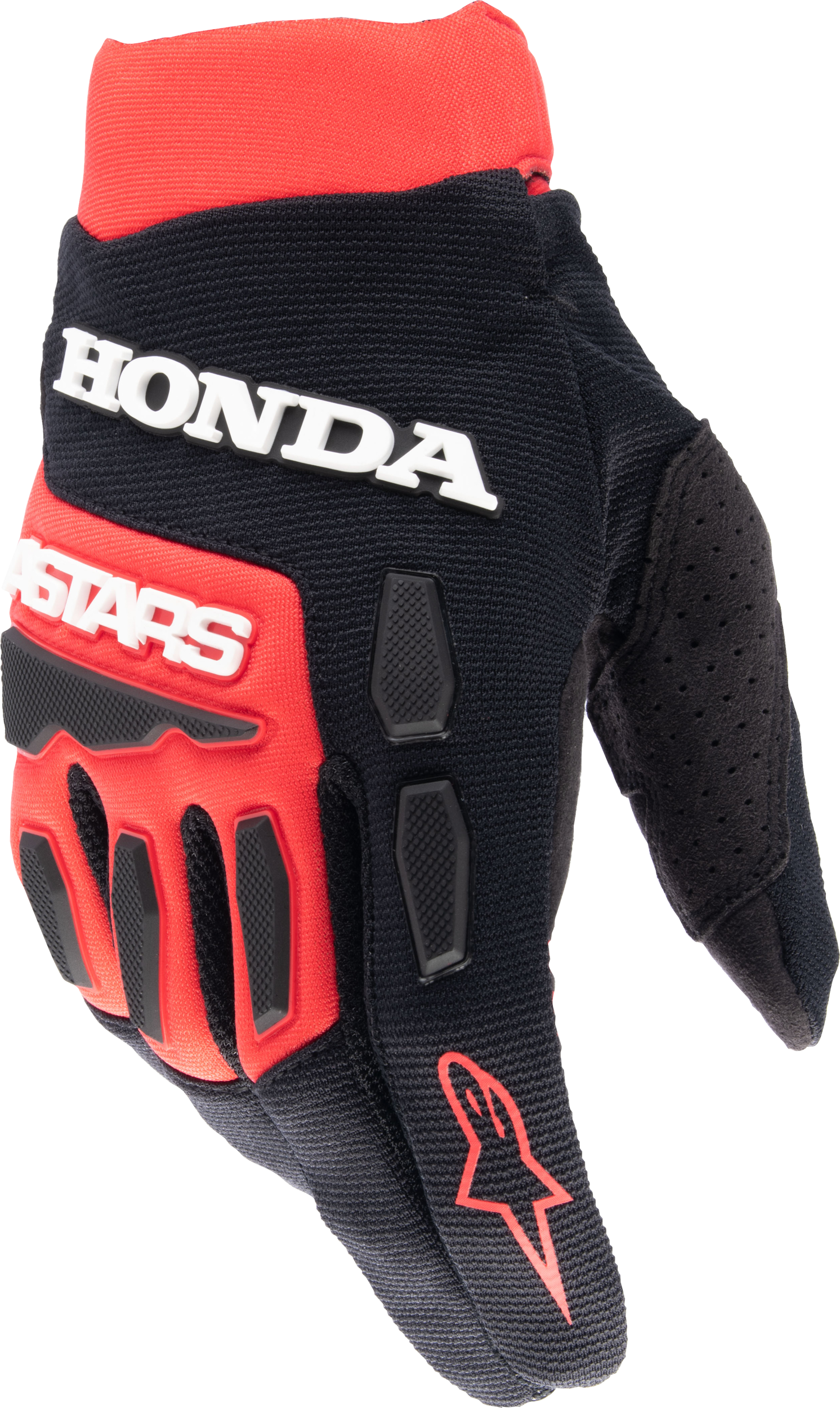 HONDA FULL BORE GLOVES BRIGHT RED/BLACK LG