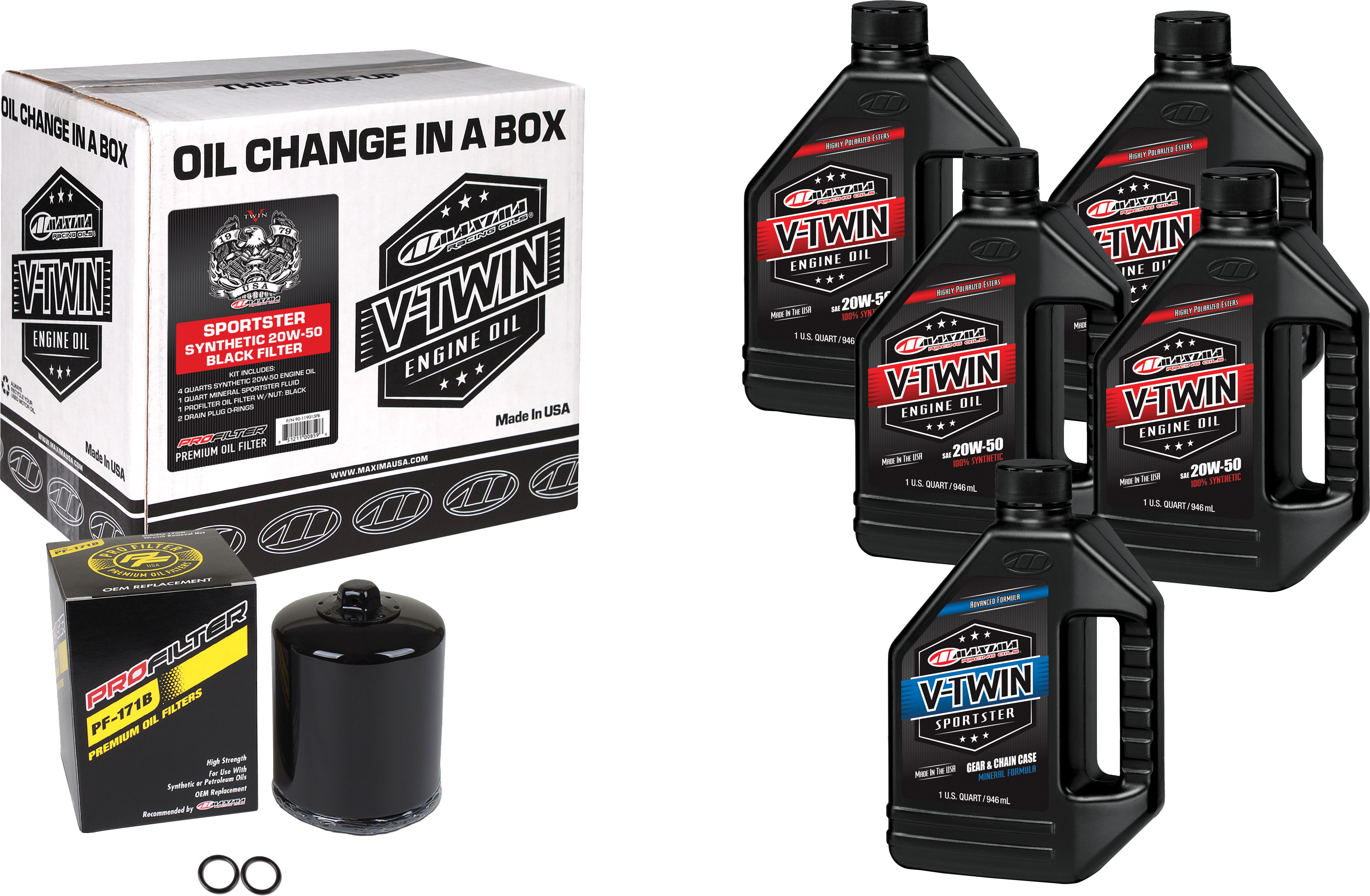 V-TWIN SYN OIL CHANGE KIT XL BLACK FILTER
