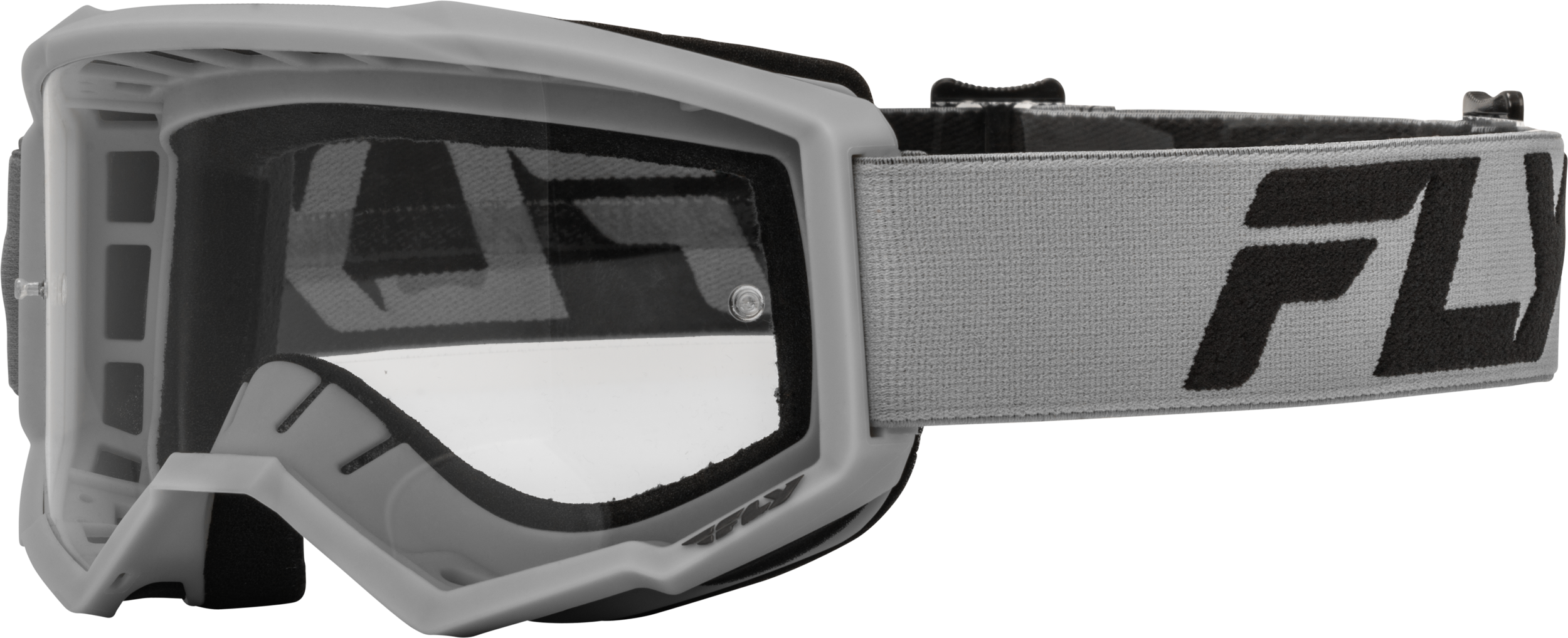 YOUTH FOCUS GOGGLE SILVER/CHAR W/ CLEAR LENS