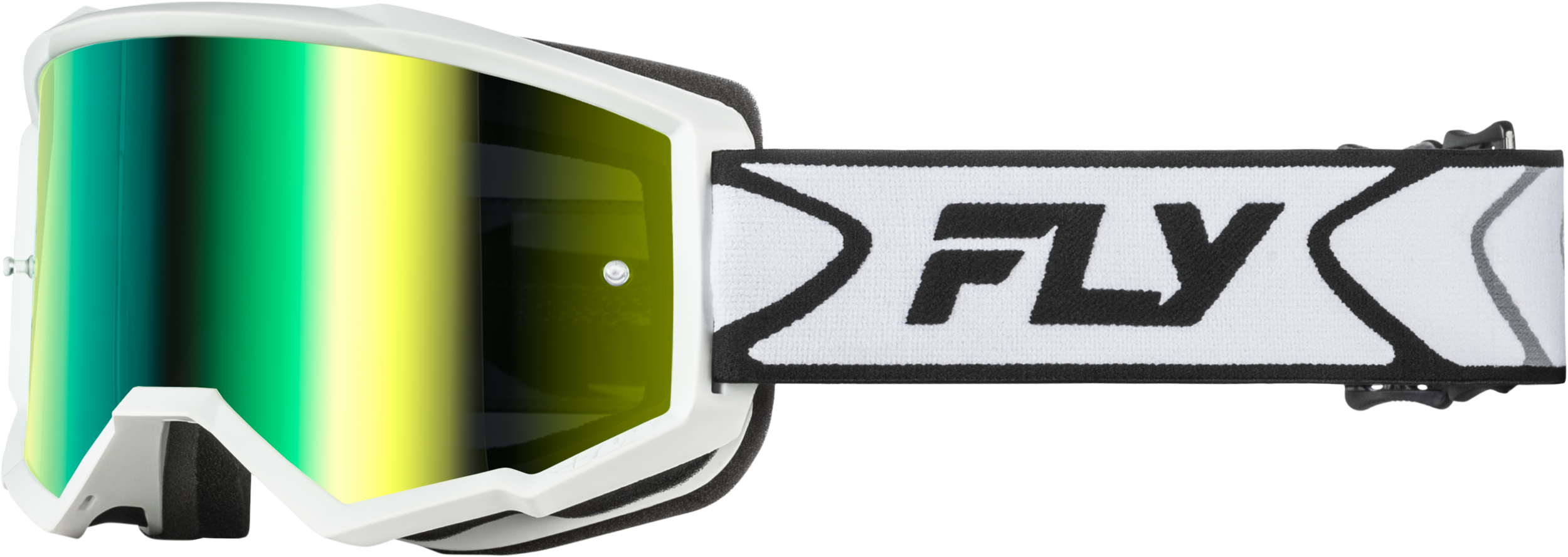 YOUTH ZONE GOGGLE WHITE/BLACK W/ IRIDESCENT GRN MIRROR LENS