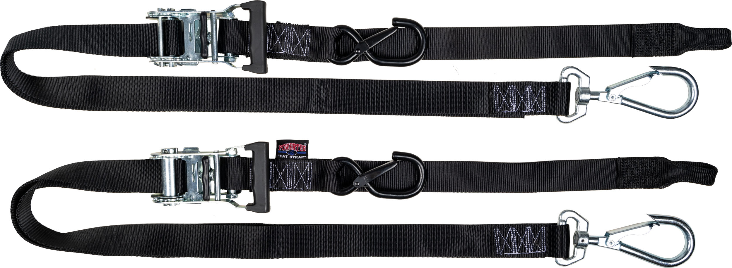 TIE-DOWN RAT SEC HOOKS/SWIVEL 1.5"X6' BLK/BLK W/STORAGE BAG