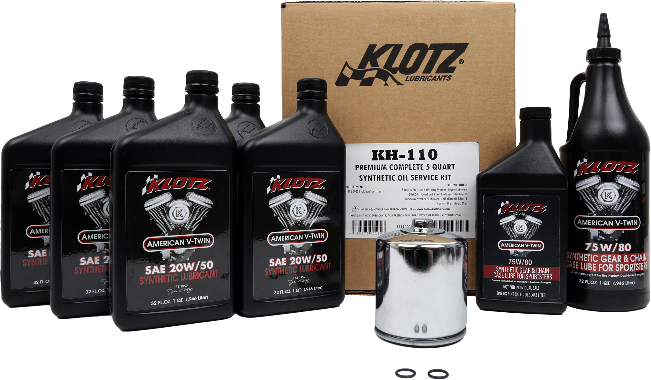 PREMIUM HARLEY DAVIDSON 5QT SYNTHETIC OIL CHANGE KIT