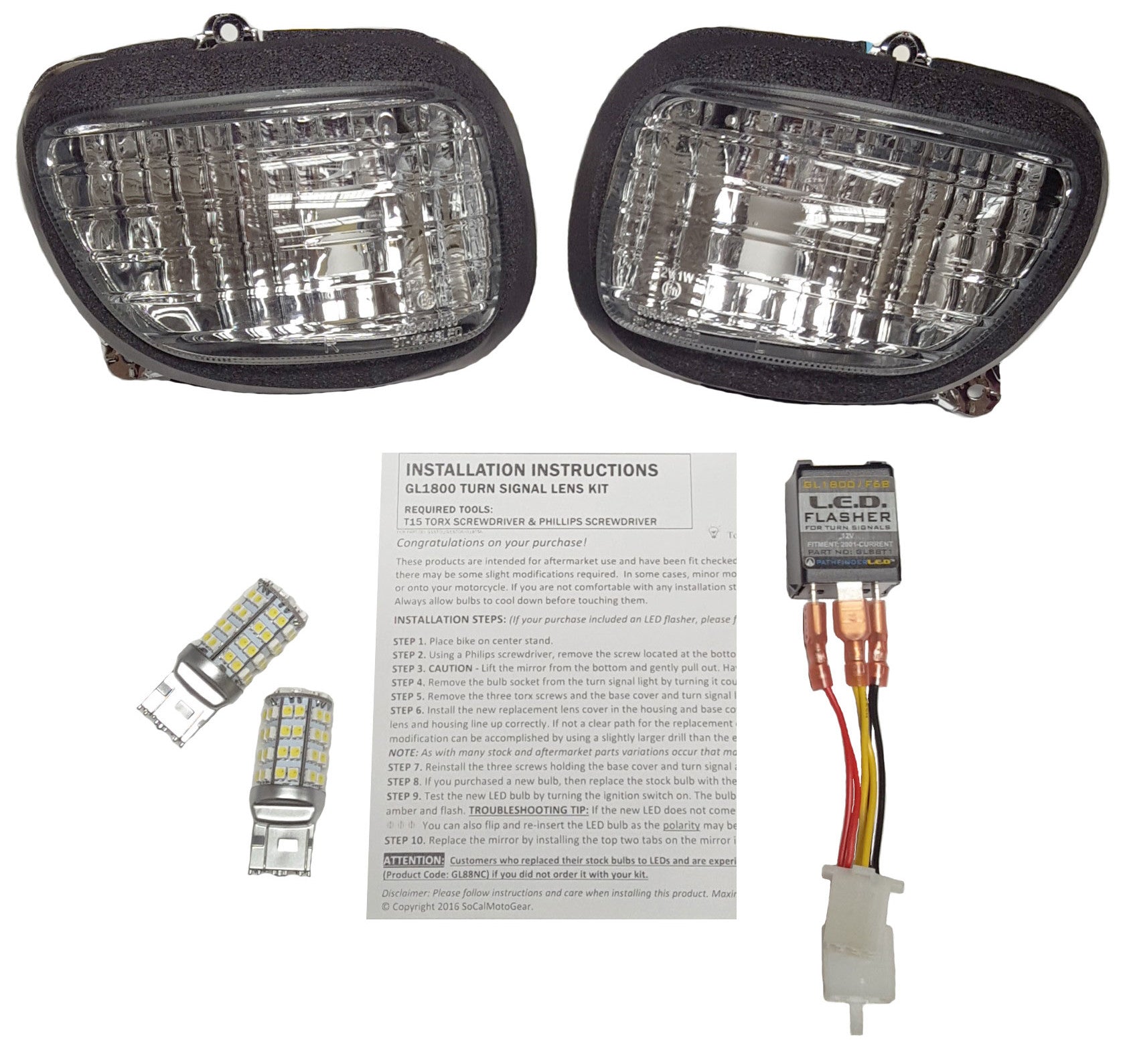 LED TURN SIGNAL KIT SMOKE LENS PR HON