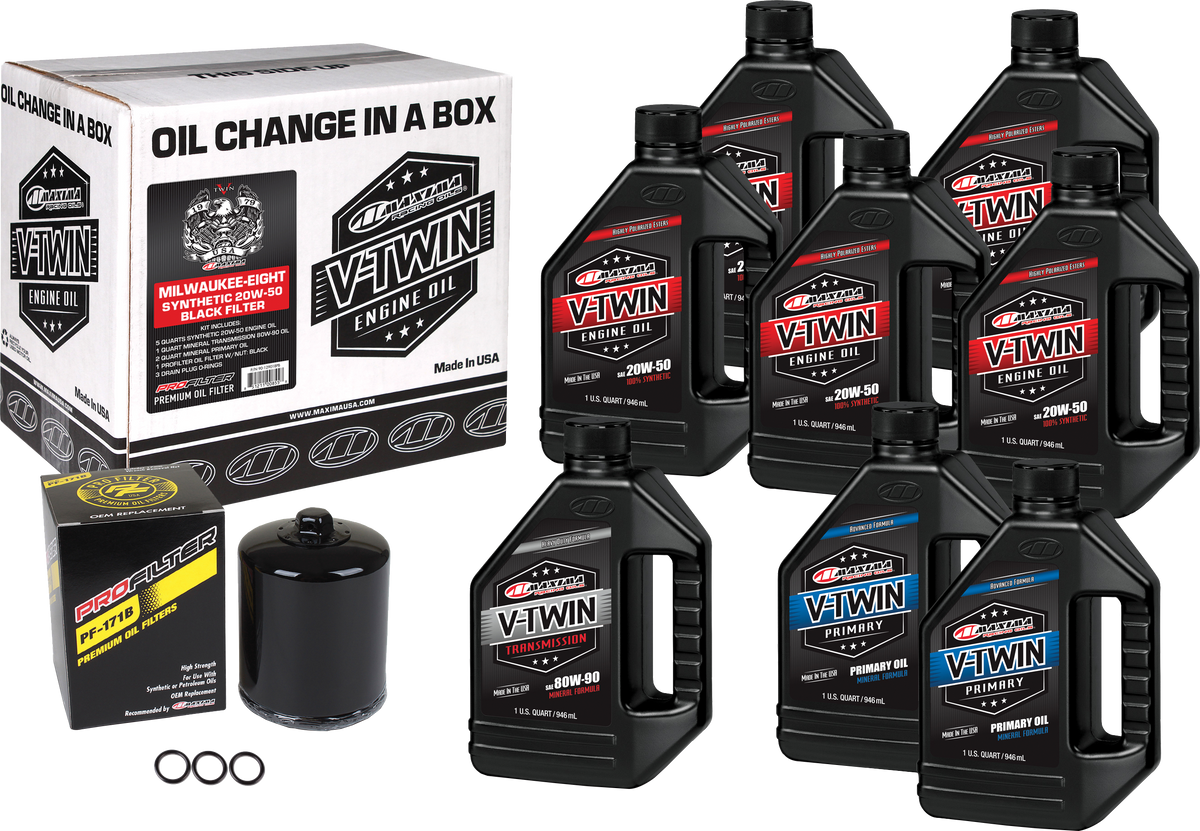V-TWIN SYN OIL CHANGE KIT M8 BLACK FILTER