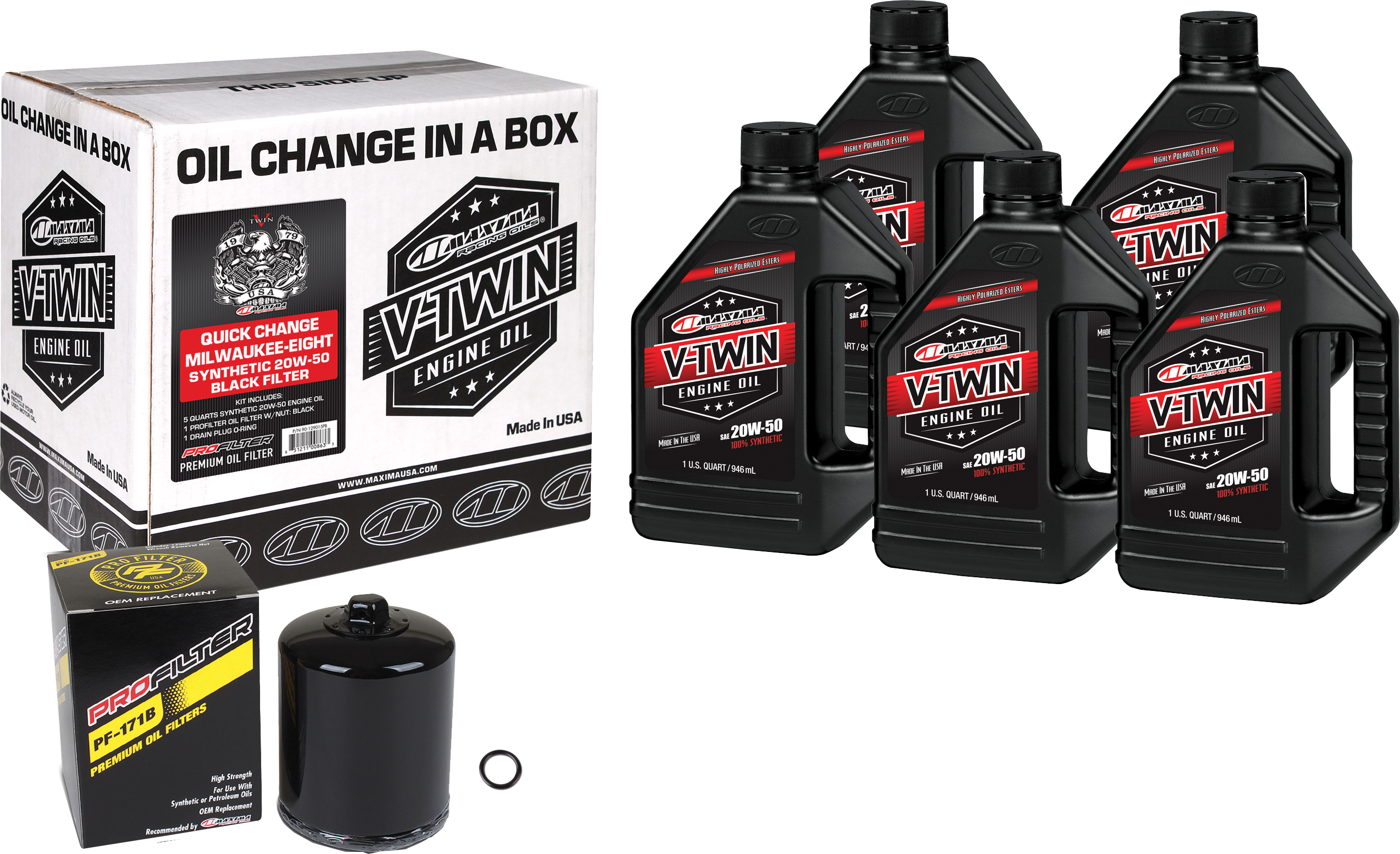 V-TWIN SYN OIL CHANGE KIT M8 BLACK FILTER