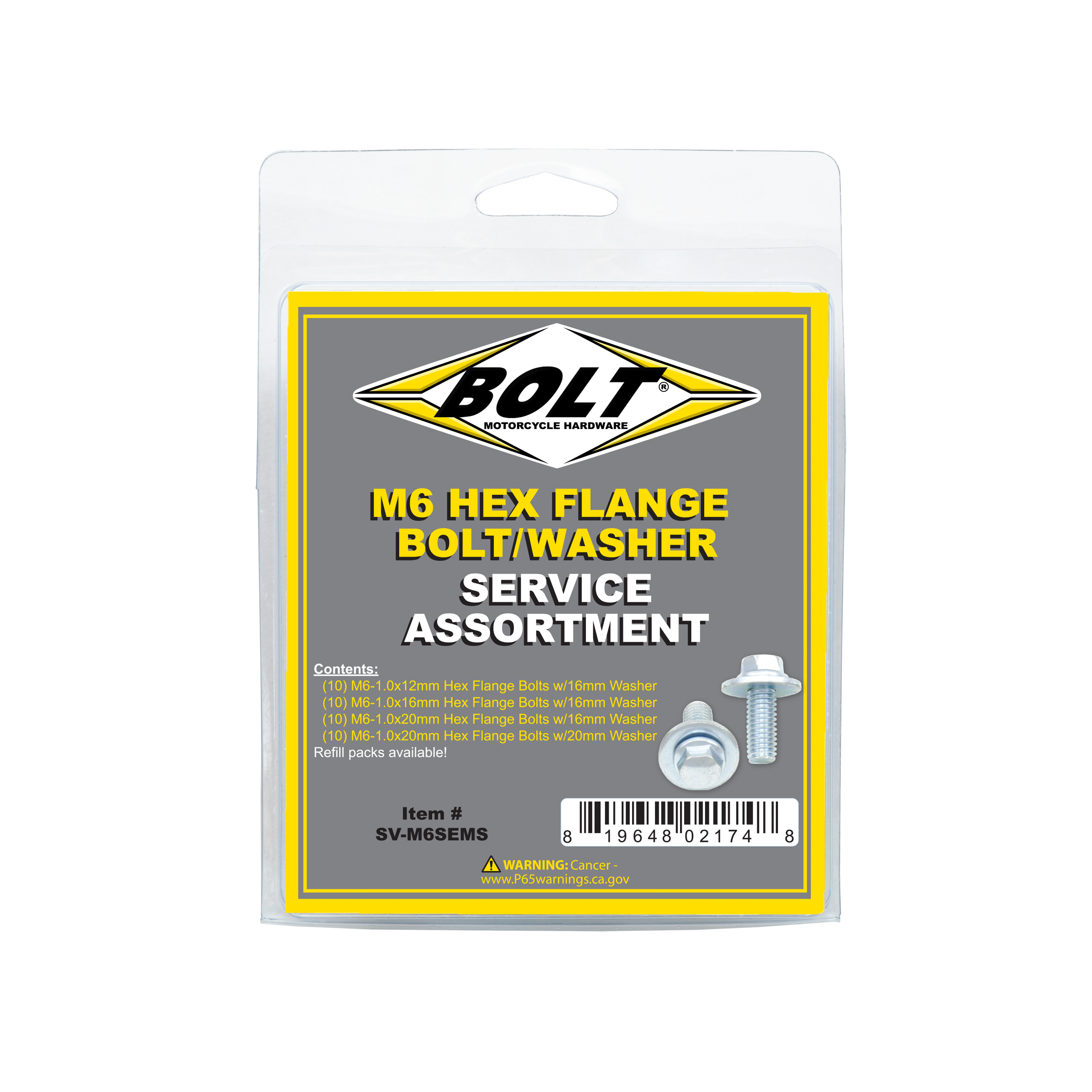 8MM HEX FLANGE BOLT ASSORTMENT W/16MM WASHER 40 PIECE KIT