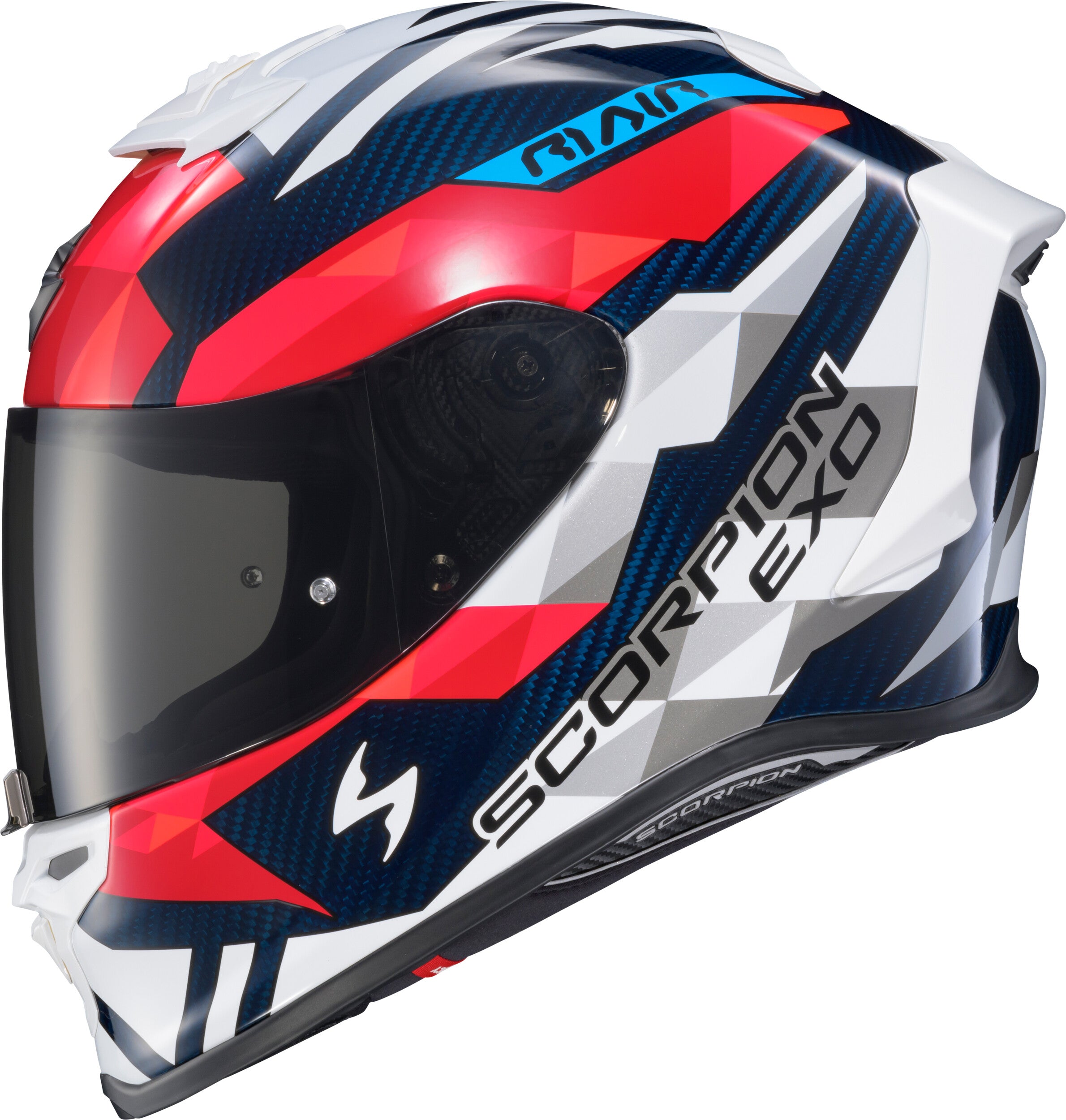 EXO-R1 AIR FULL FACE HELMET CARBON RASTOR RED/WHT/BLUE 2X