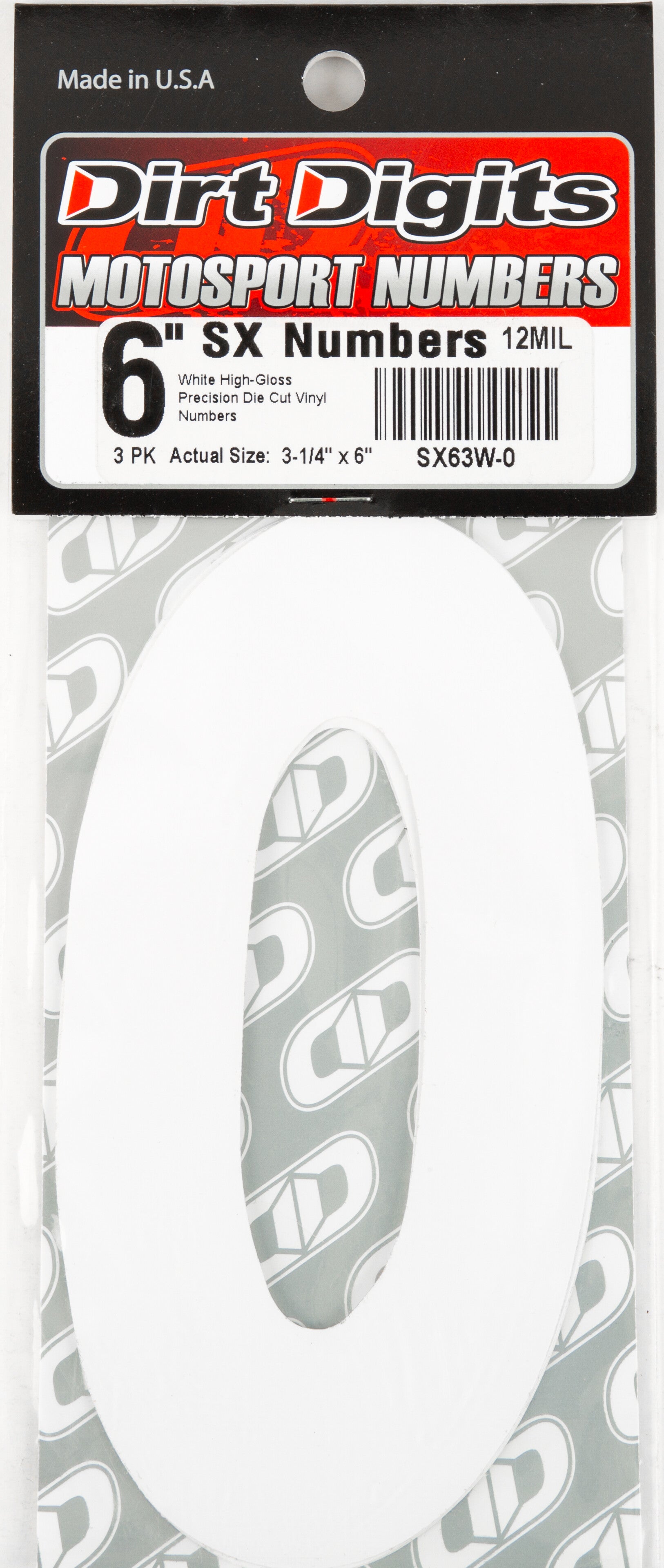 #0 6" WHITE SUPER X DIGITS 3/PK
