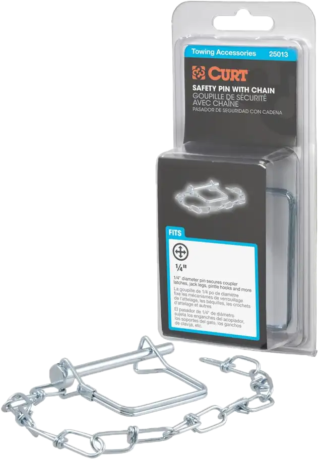 1/4" SAFETY PIN WITH 12" CHAIN 2-3/4" PIN LENGTH