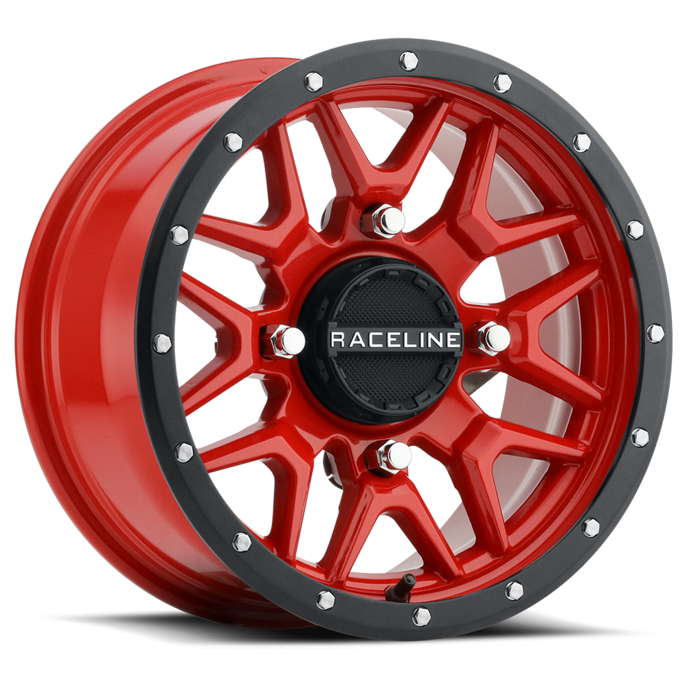 KRANK WHEEL 14X7 4/110 5+2 (+10MM) BLK/RED