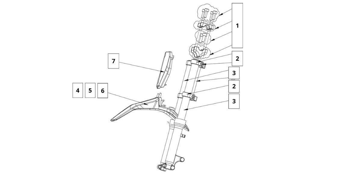 RFN Warrior SX-E350 Forks and Fender diagram