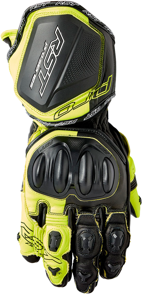 PRO SERIES GP D3O GLOVES BLACK/FLO YELLOW LEATHER LG