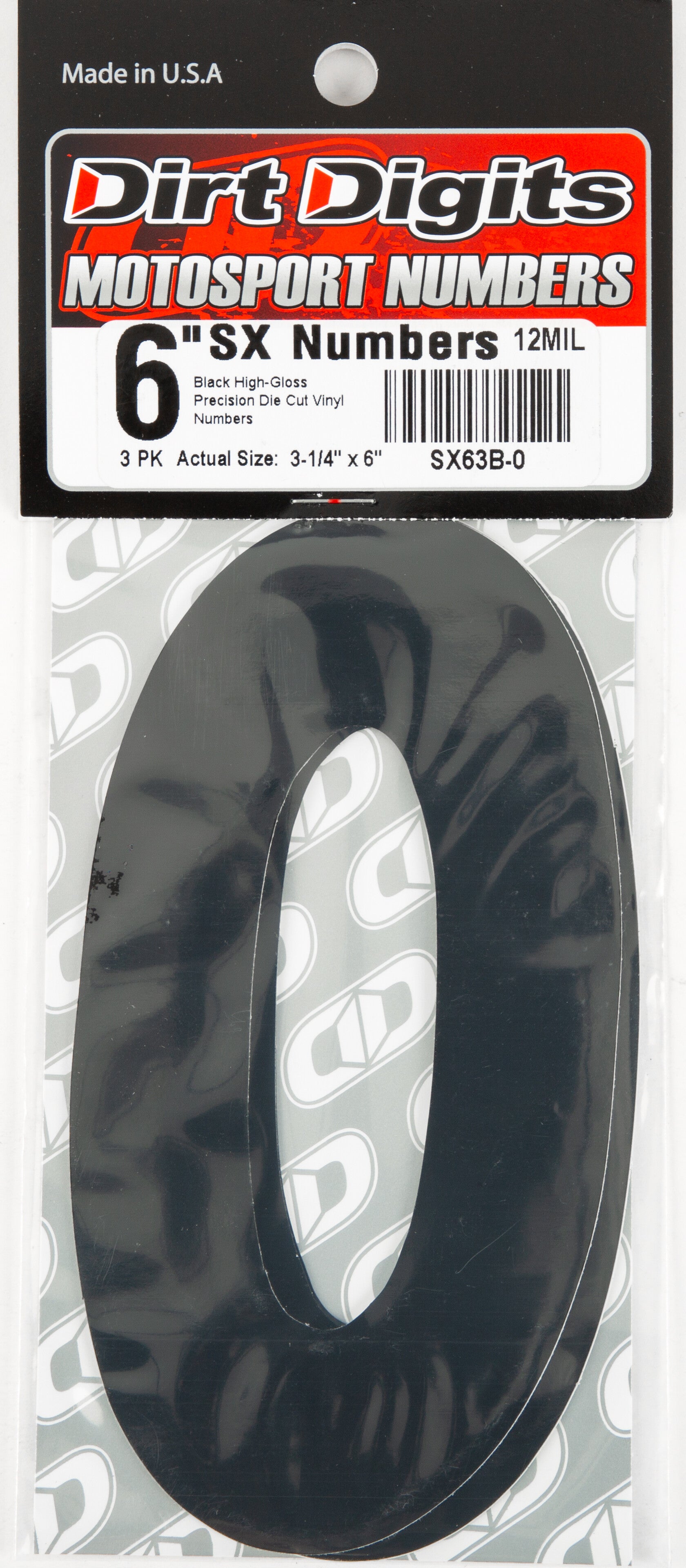 #0 6" BLACK SUPER X DIGITS 3/PK