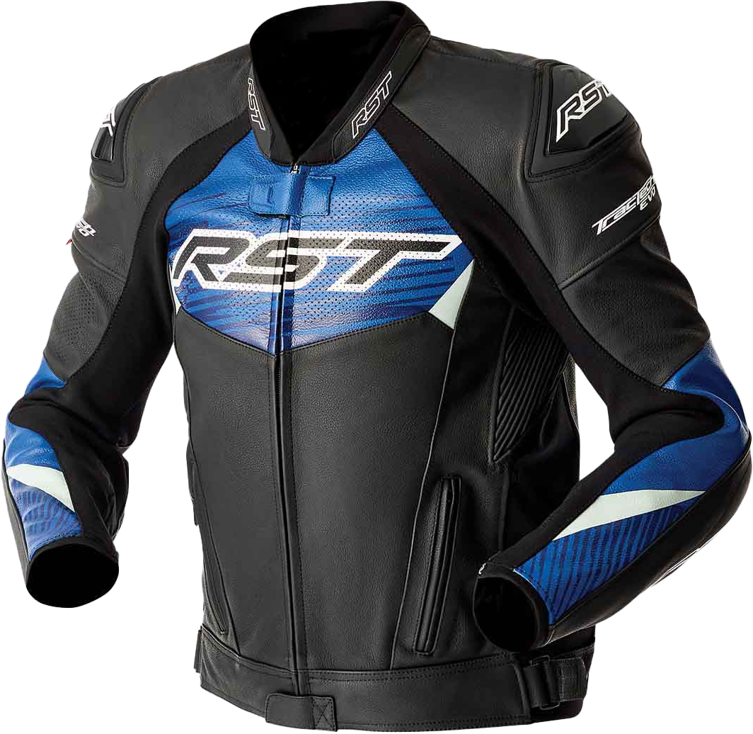 TRACTECH EVO D3O JACKET BLK/BLUE LEATHER LG