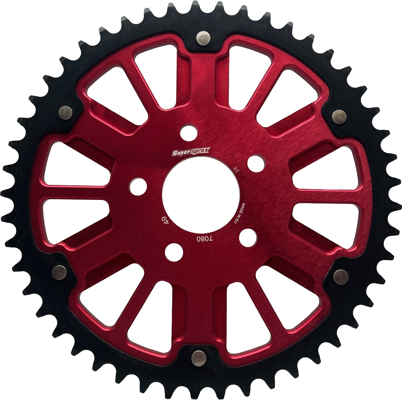 STEALTH 53T REAR SPROCKET RED ALUM CAR  BLK STEEL TEETH