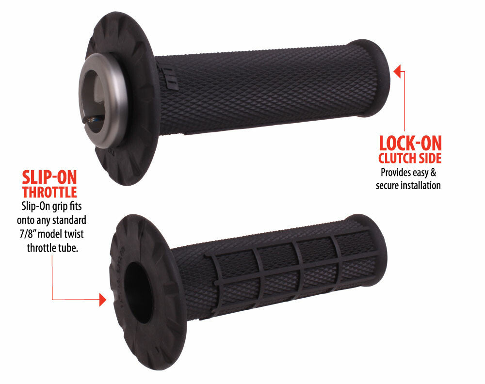 UNIVERSAL LOCK-ON GRIPS HALF-WAFFLE BLACK/SILVER