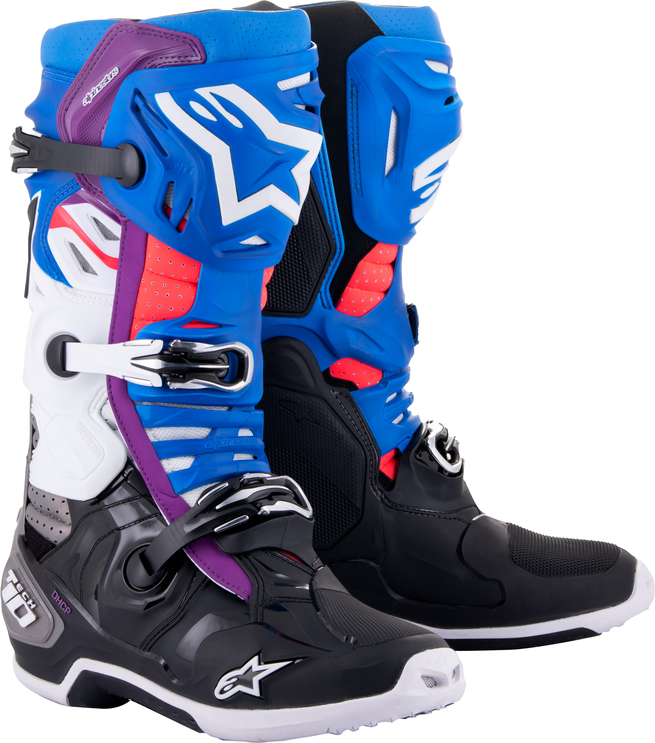 TECH 10 SUPERVENTED BOOTS BLK/ENAMEL BLU/PUR/WHT SZ 14