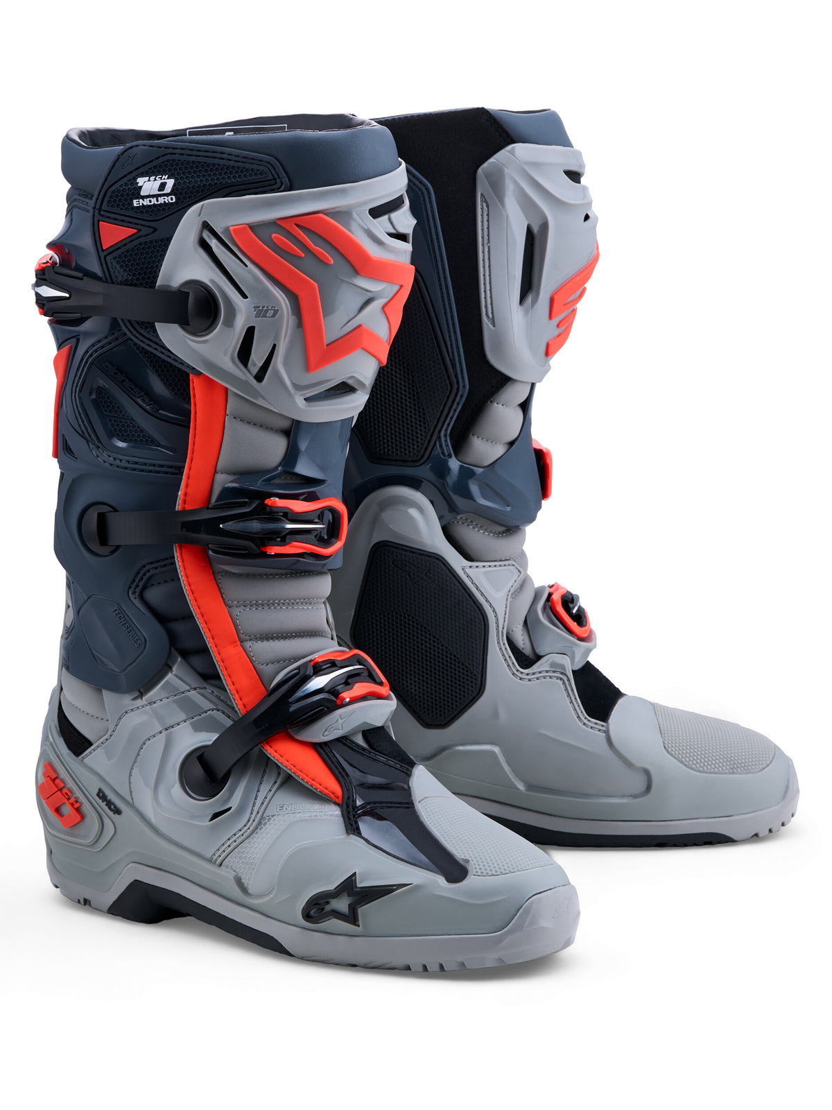 TECH 10 ENDURO BOOTS MID GRY/DRK GRY/RED FLUO 14