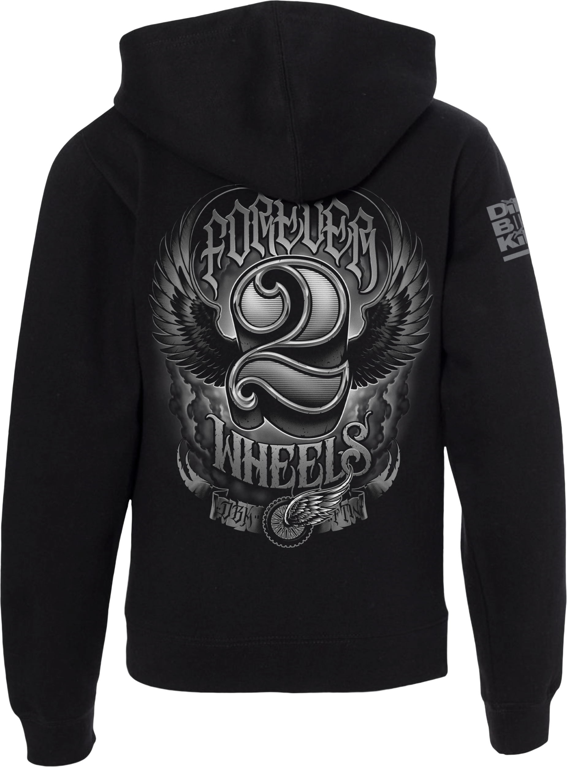 TWO WHEELS YOUTH HOODIE BLACK YX