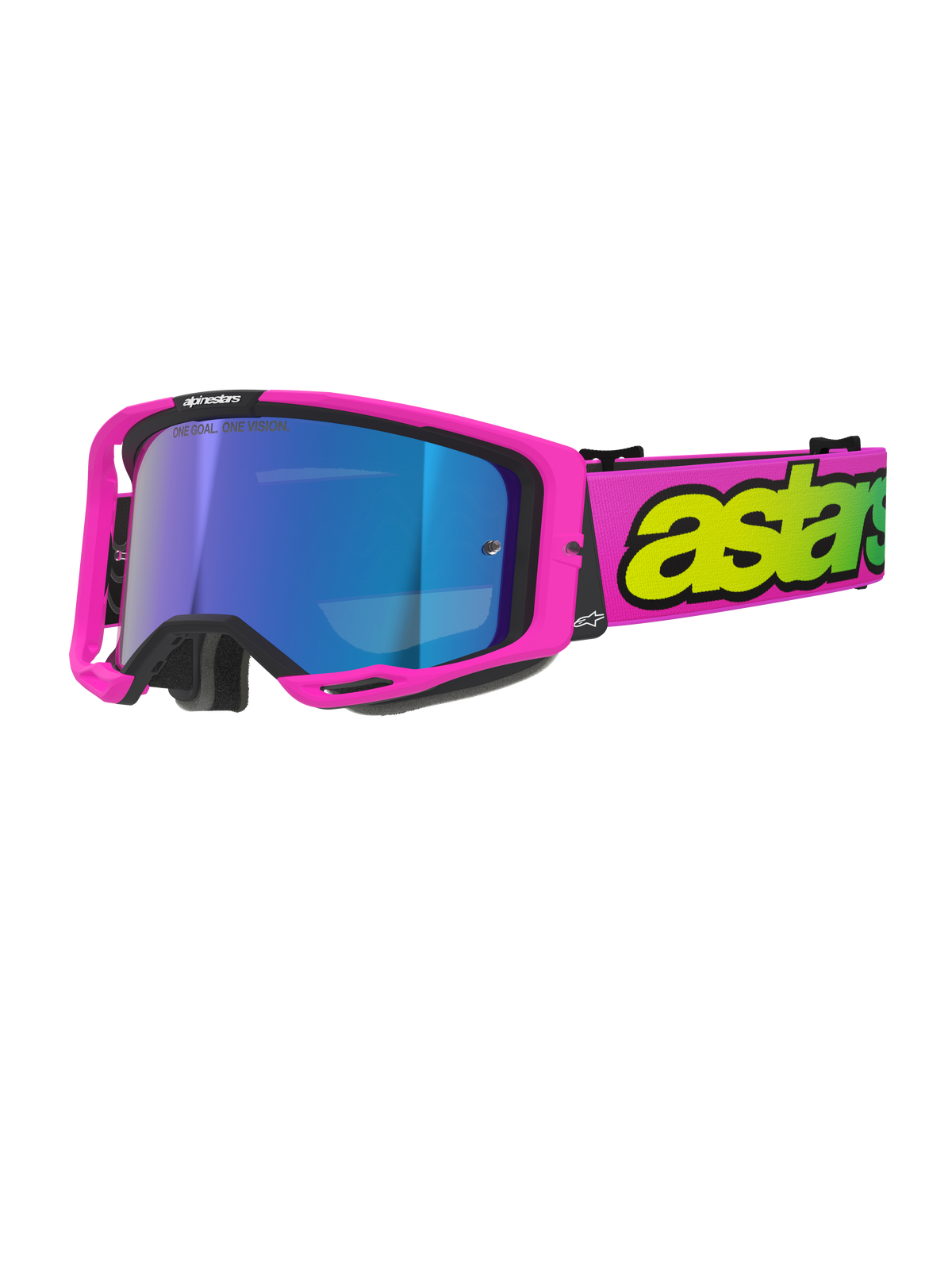Alpinestars Vision 8 Vista Goggles - Pink Fluo Yellow Fluo / Mirror Blue Lens