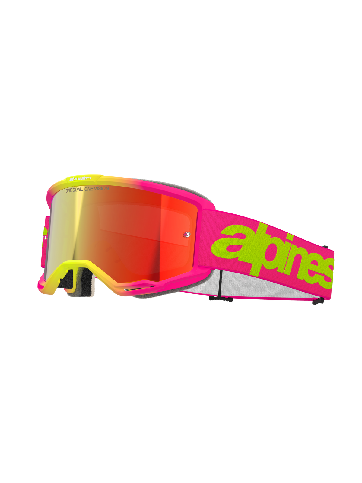 Alpinestars Vision 5 Wordmark Goggles - Pink Fluo Yellow / Mirror Red Lens