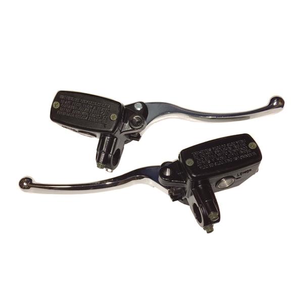 Brake Master Cylinder Matching Set with 200mm Levers - CHROME - Left and Right
