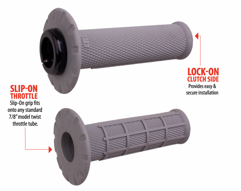 UNIVERSAL LOCK-ON GRIPS HALF-WAFFLE GREY/BLACK (SOFT)
