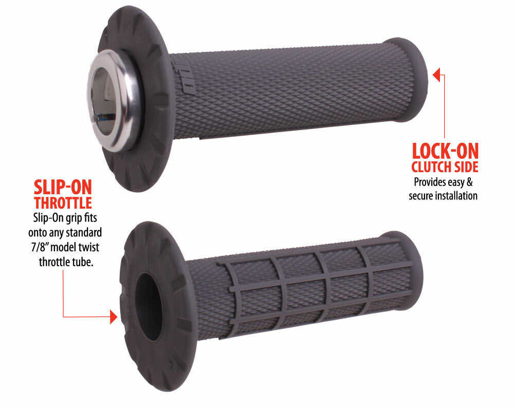 UNIVERSAL LOCK-ON GRIPS HALF-WAFFLE GRAPHITE/SILVER