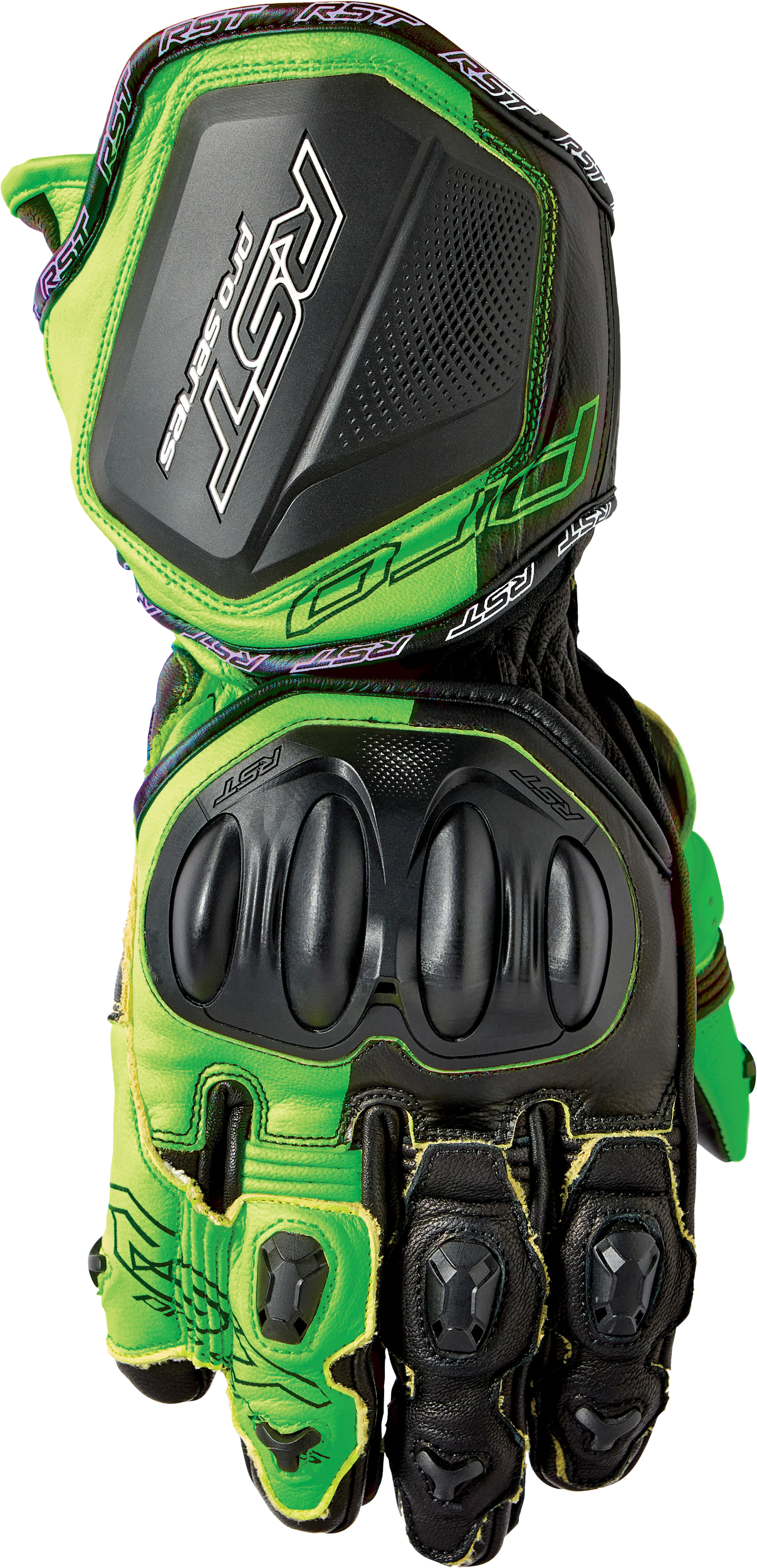 PRO SERIES GP D3O GLOVES BLACK/FLO GREEN LEATHER SM
