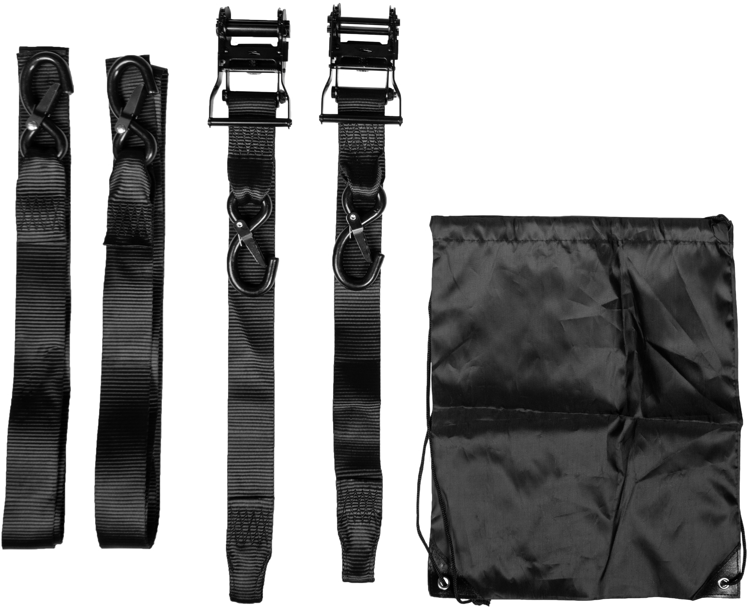 2" X 8' RATCHET SOFT TIE-DOWN BLACK 2/PK